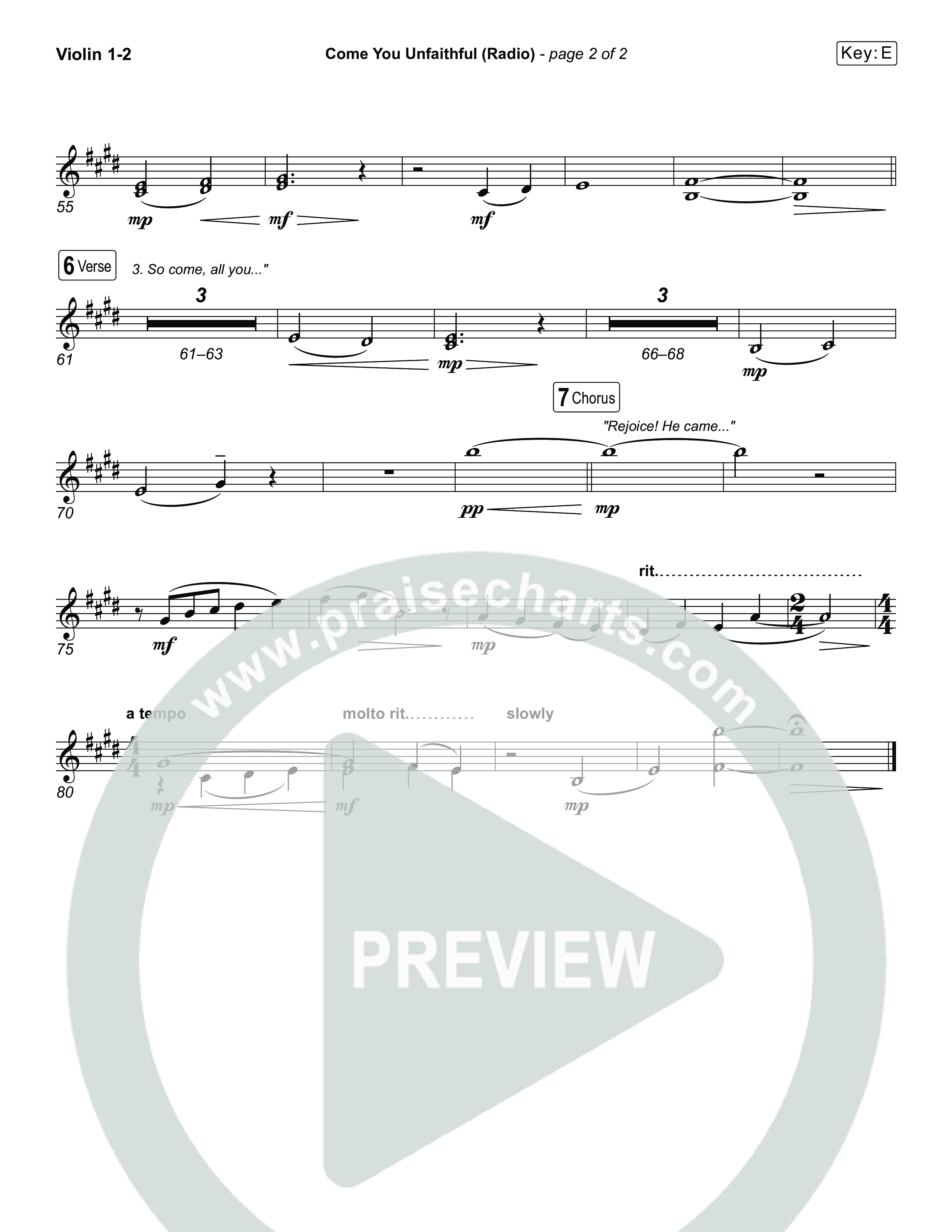 Come You Unfaithful (Sing It Now) Violin 1/2 (Michael Boggs / Arr. Luke Gambill)