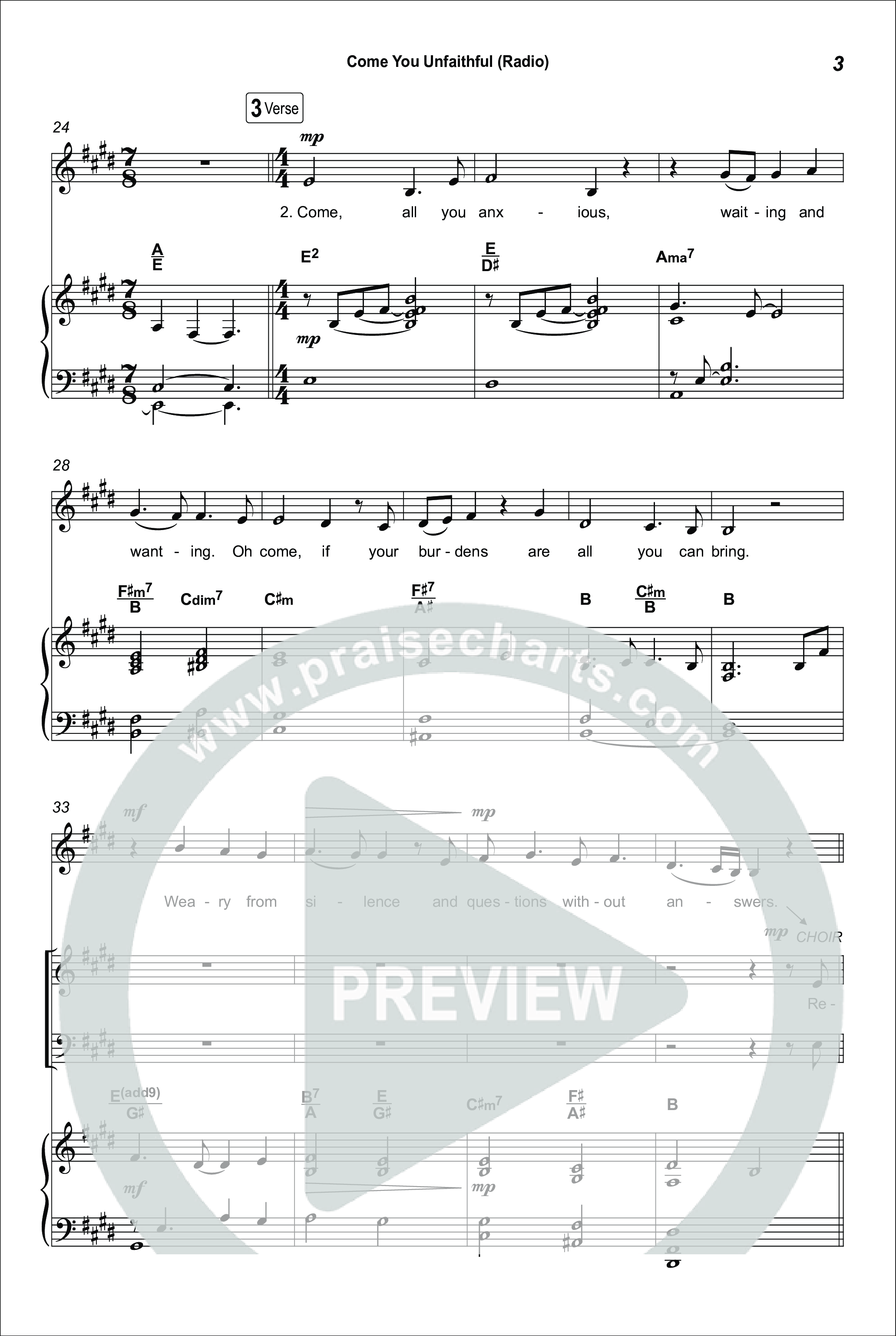 Come You Unfaithful (Worship Choir/SAB) Octavo (SAB & Pno) (Michael Boggs / Arr. Luke Gambill)