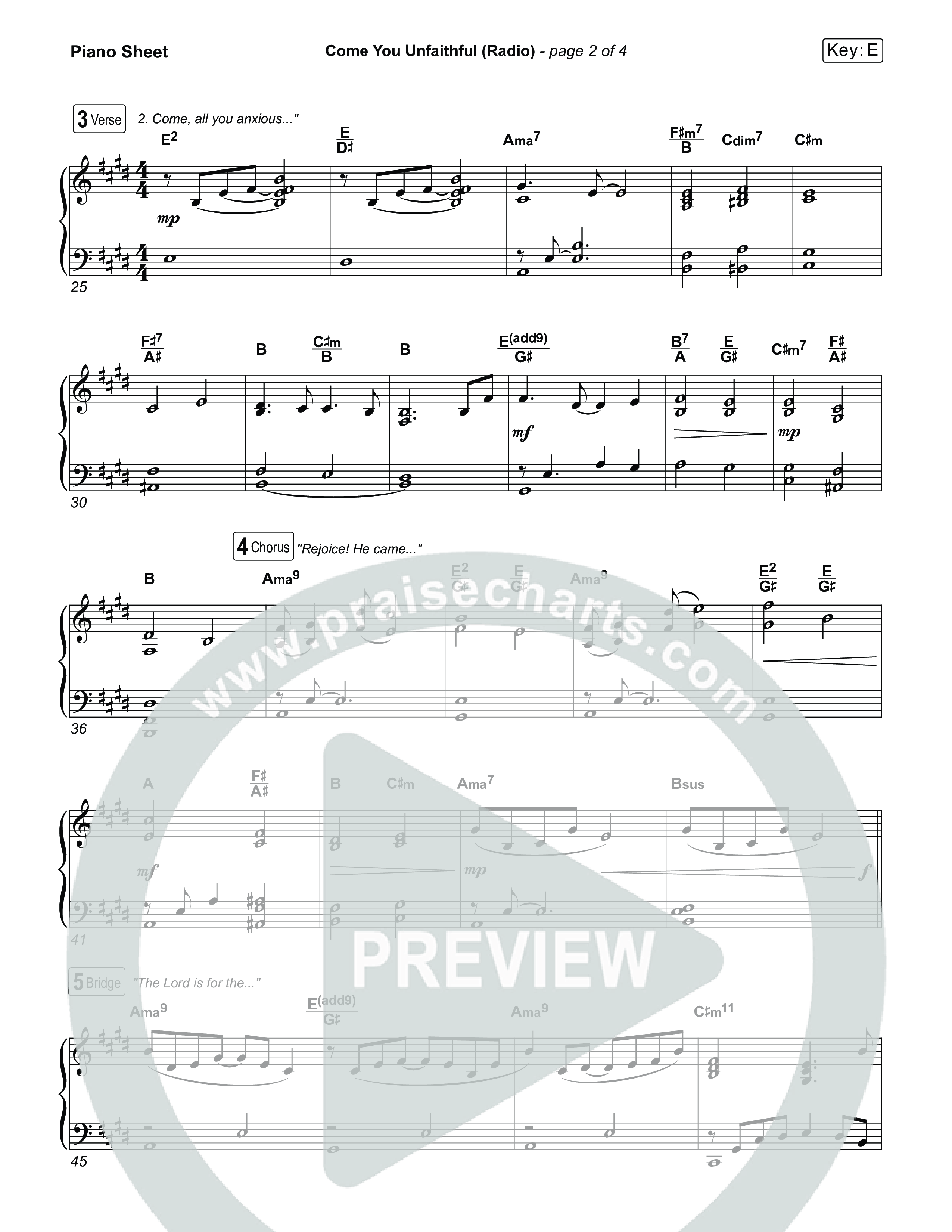 Come You Unfaithful (Worship Choir/SAB) Piano Sheet (Michael Boggs / Arr. Luke Gambill)