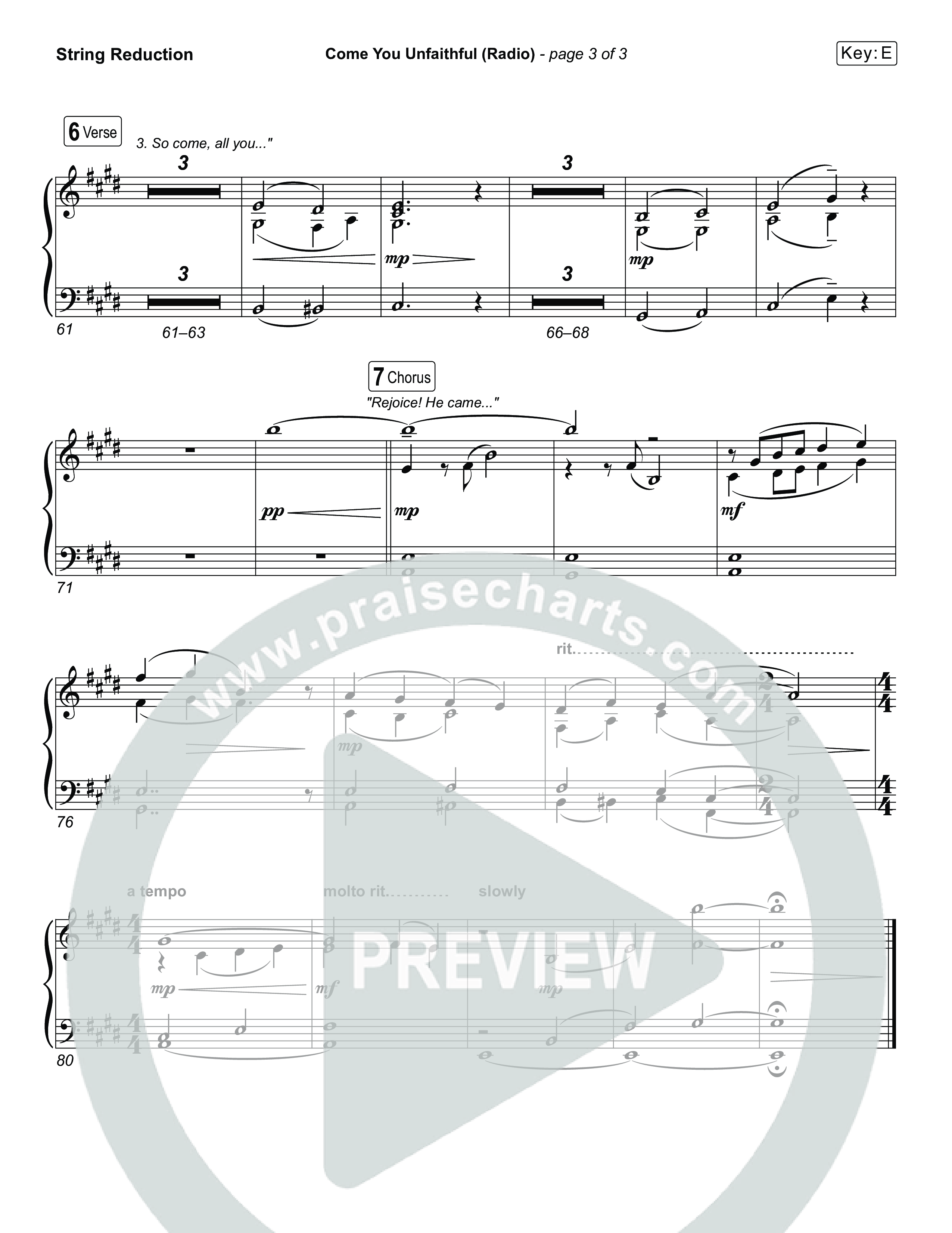 Come You Unfaithful (Worship Choir/SAB) String Reduction (Michael Boggs / Arr. Luke Gambill)