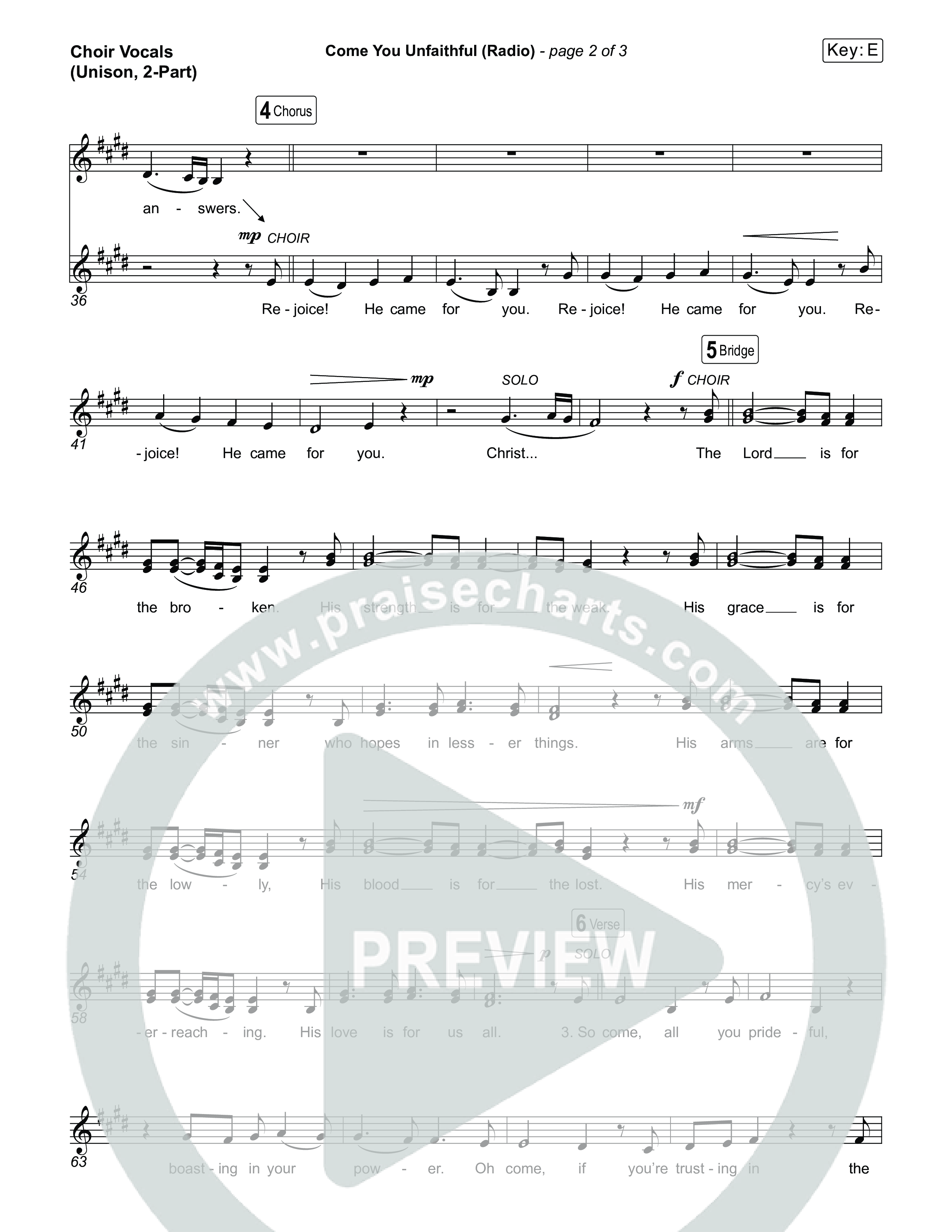 Come You Unfaithful (Unison/2-Part) Choir Vocals (Uni/2-Part) (Michael Boggs / Arr. Luke Gambill)