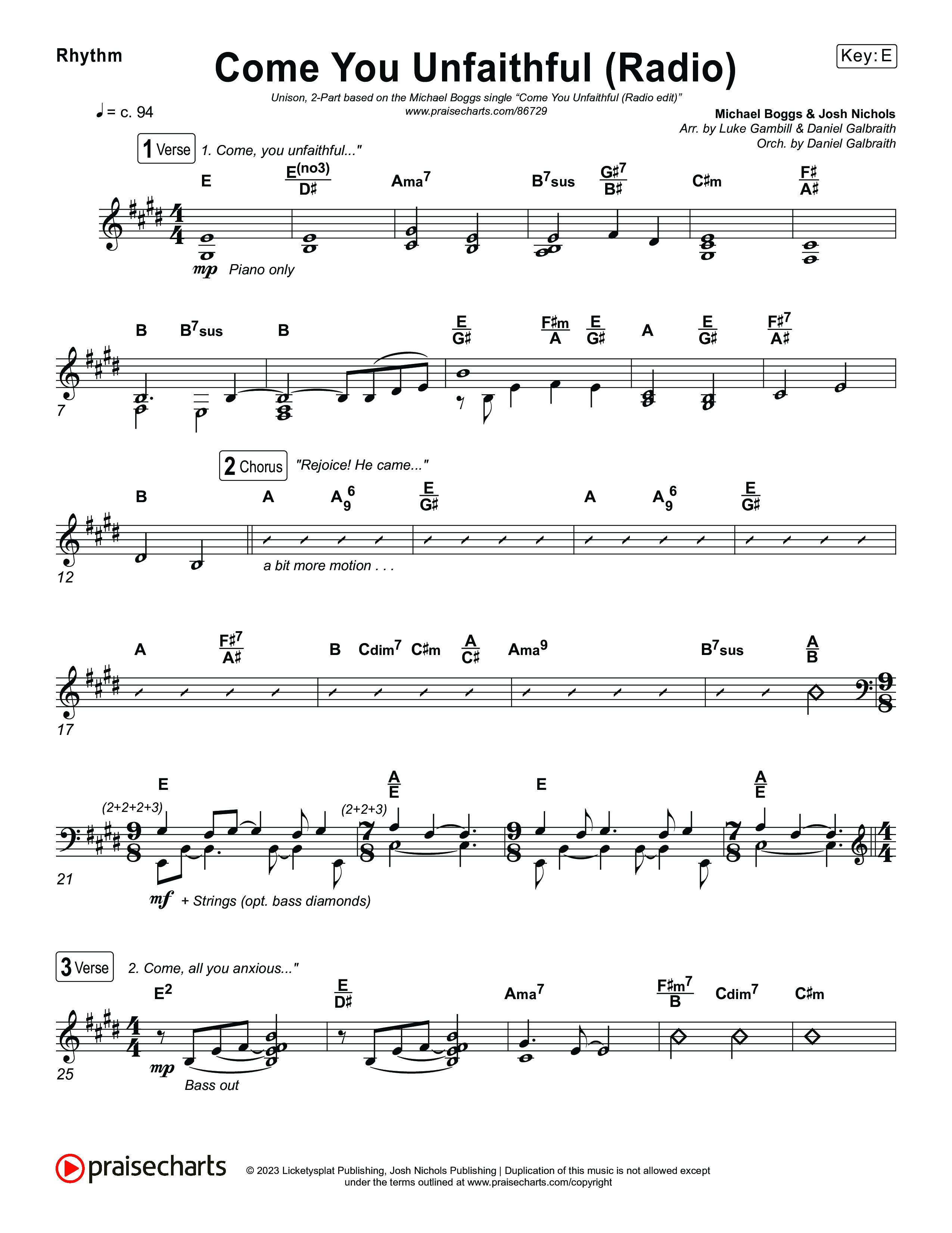 Come You Unfaithful (Unison/2-Part) Rhythm Pack (Michael Boggs / Arr. Luke Gambill)