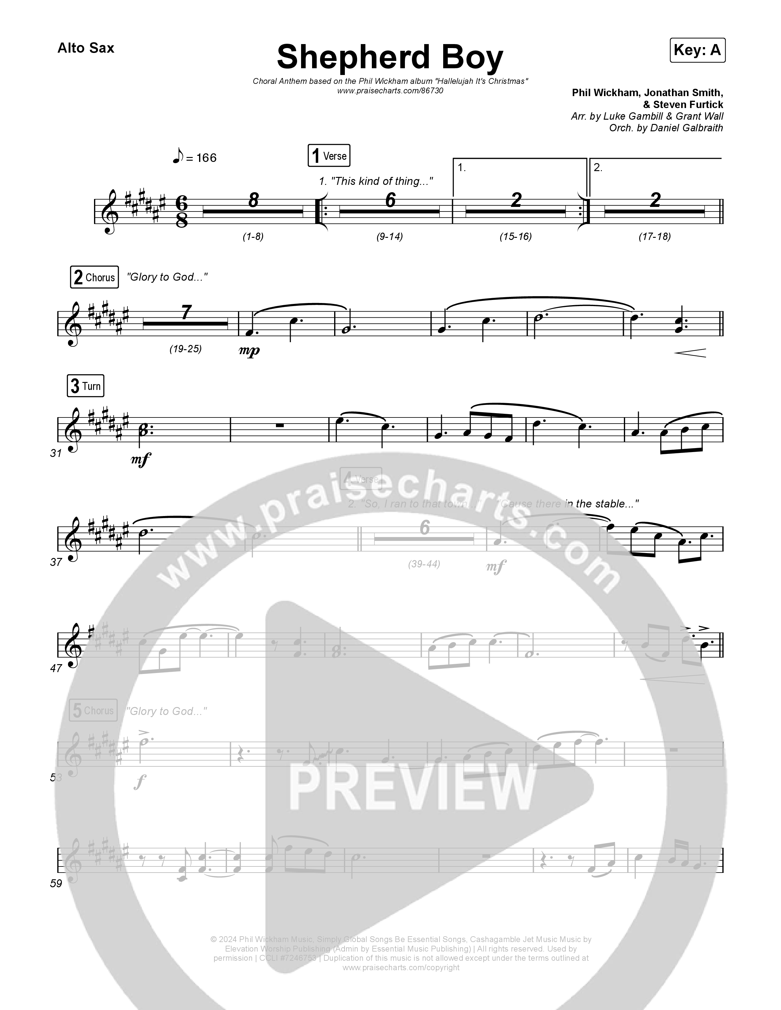Shepherd Boy (Choral Anthem SATB) Sax Pack (Phil Wickham / Arr. Luke Gambill)
