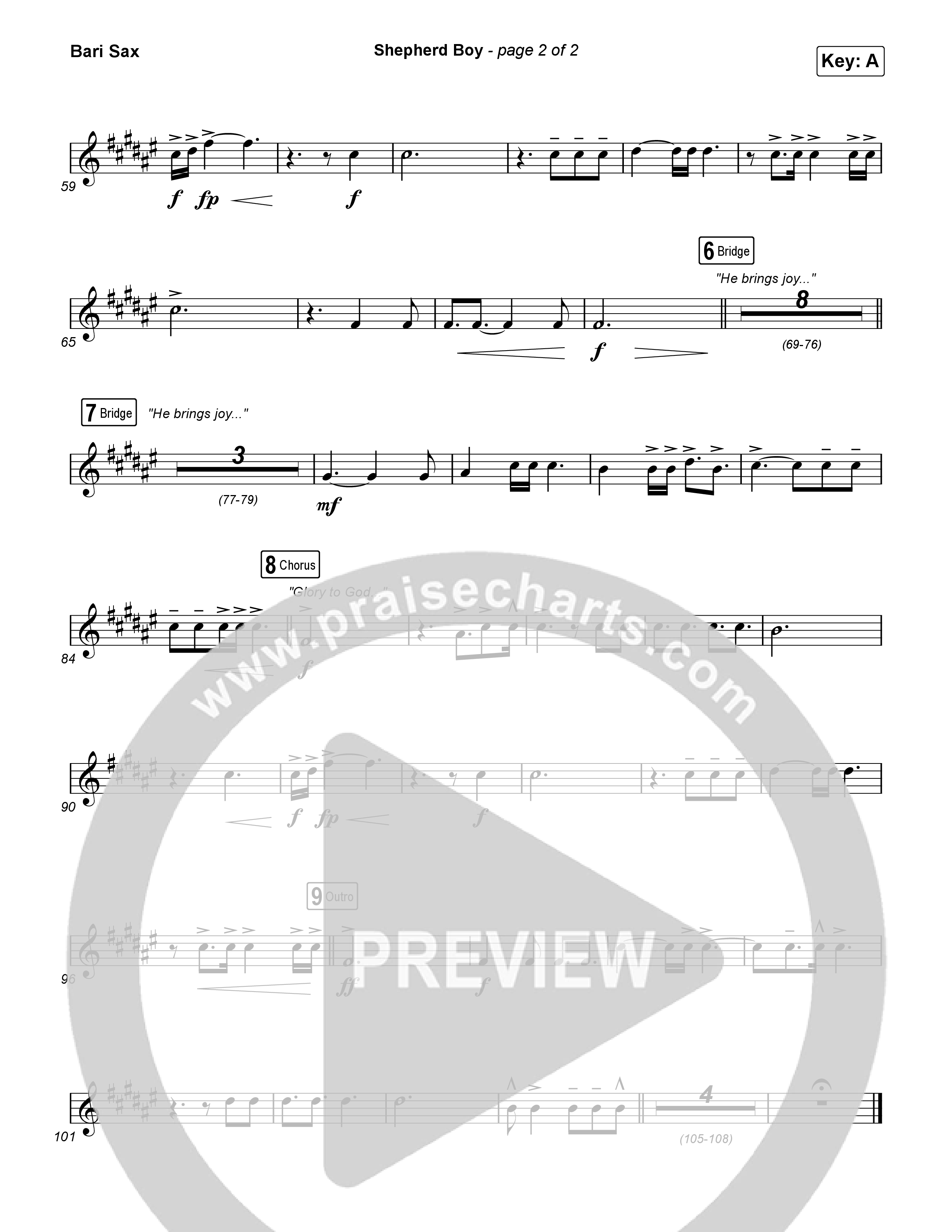Shepherd Boy (Choral Anthem SATB) Bari Sax (Phil Wickham / Arr. Luke Gambill)
