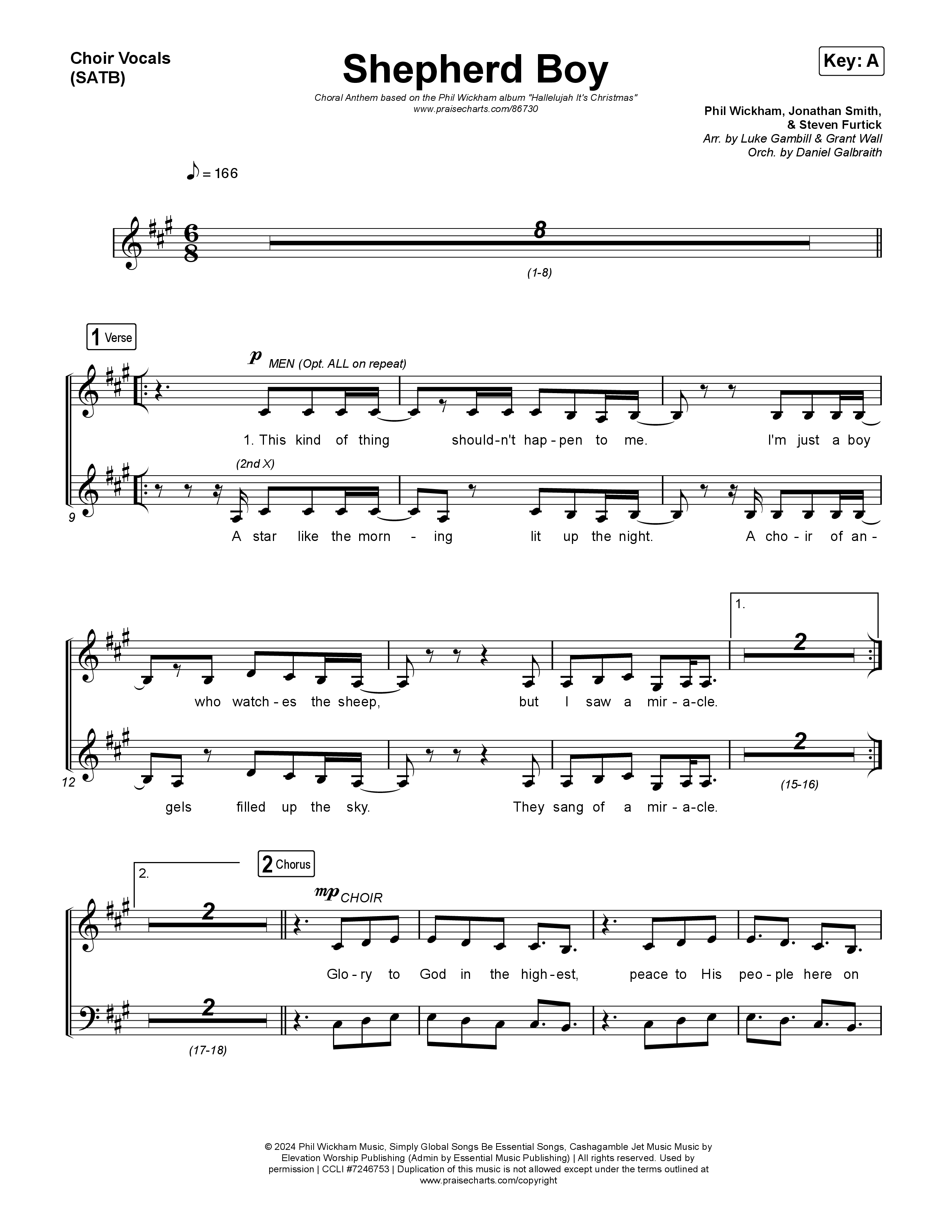 Shepherd Boy (Choral Anthem SATB) Choir Sheet (SATB) (Phil Wickham / Arr. Luke Gambill)