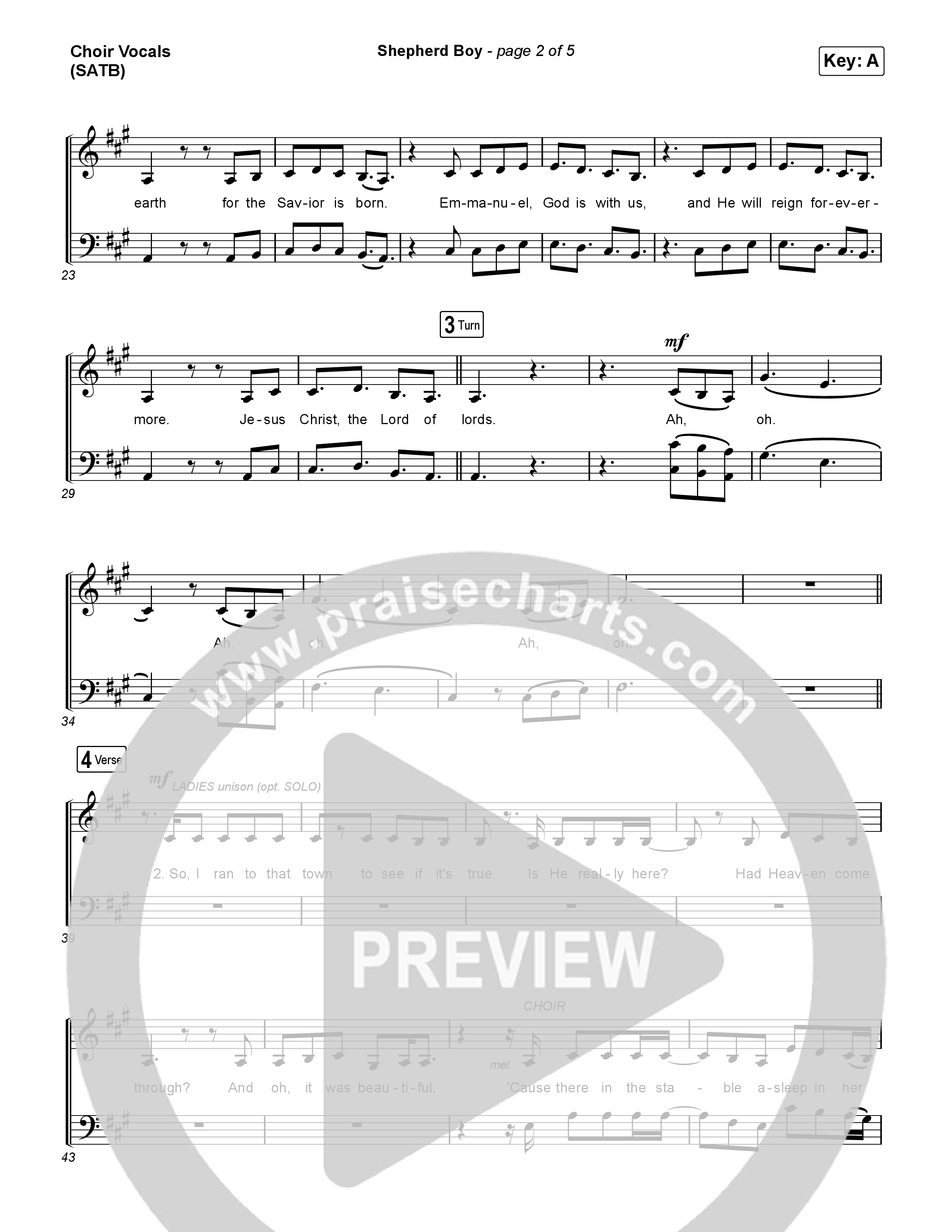 Shepherd Boy (Choral Anthem SATB) Choir Sheet (SATB) (Phil Wickham / Arr. Luke Gambill)