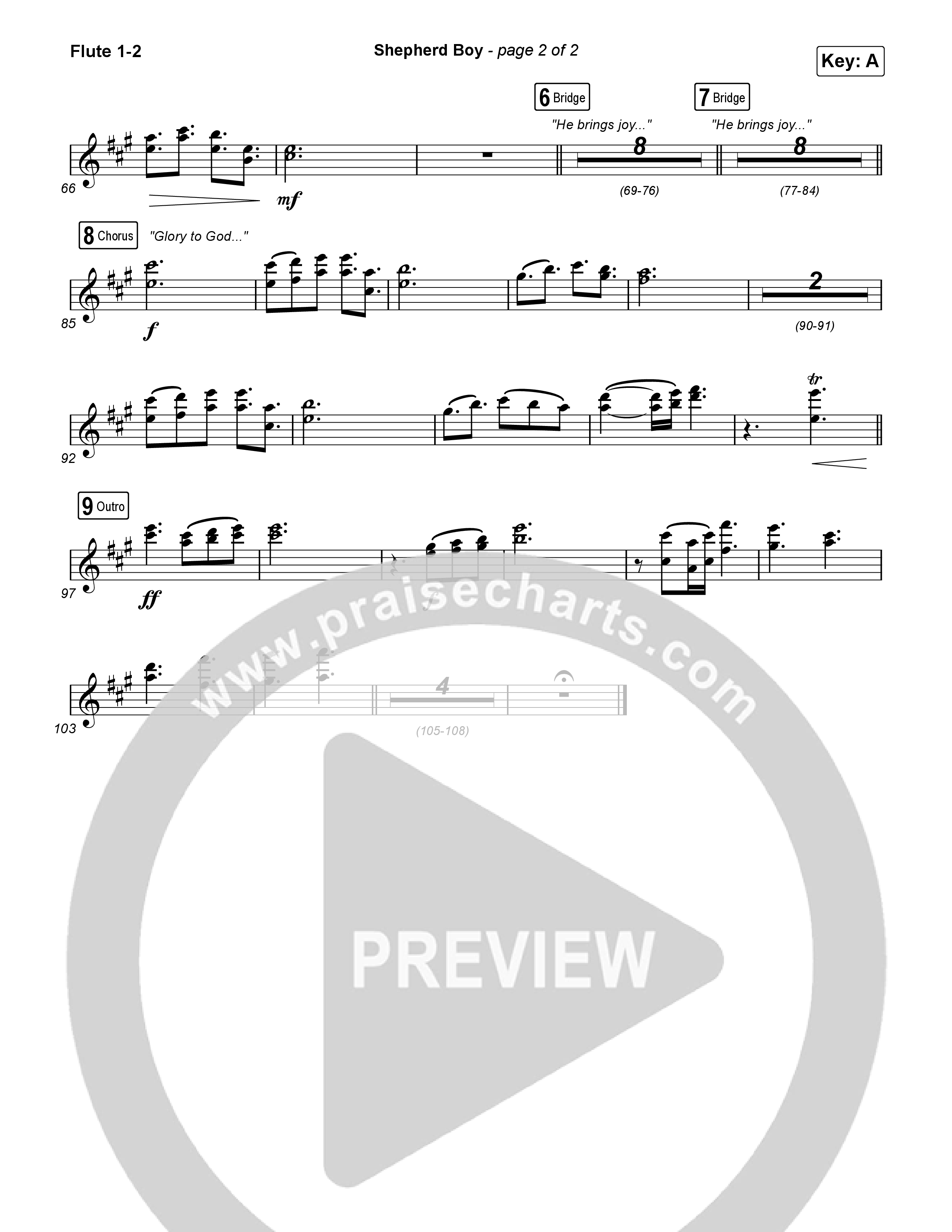 Shepherd Boy (Choral Anthem SATB) Flute 1,2 (Phil Wickham / Arr. Luke Gambill)