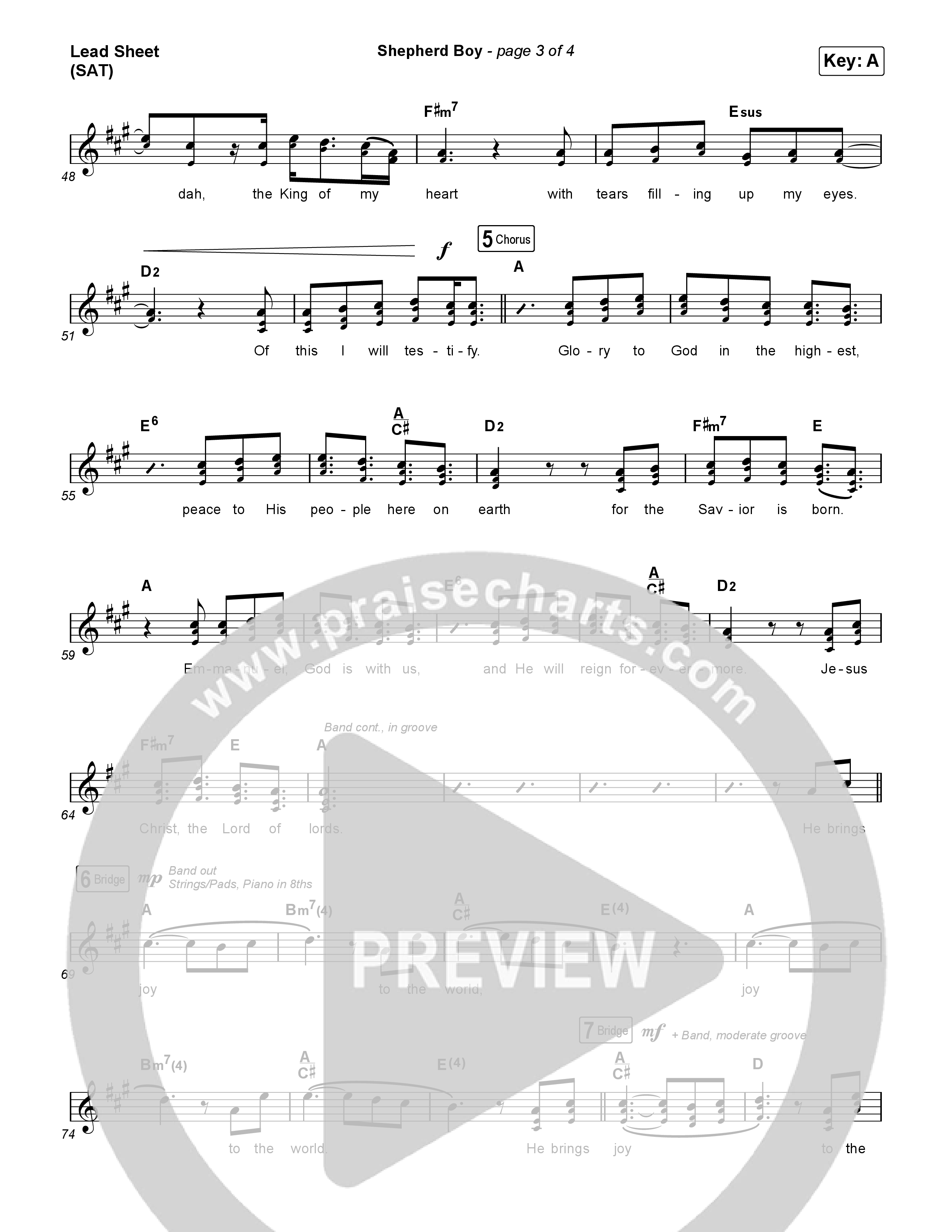 Shepherd Boy (Choral Anthem SATB) Lead Sheet (SAT) (Phil Wickham / Arr. Luke Gambill)