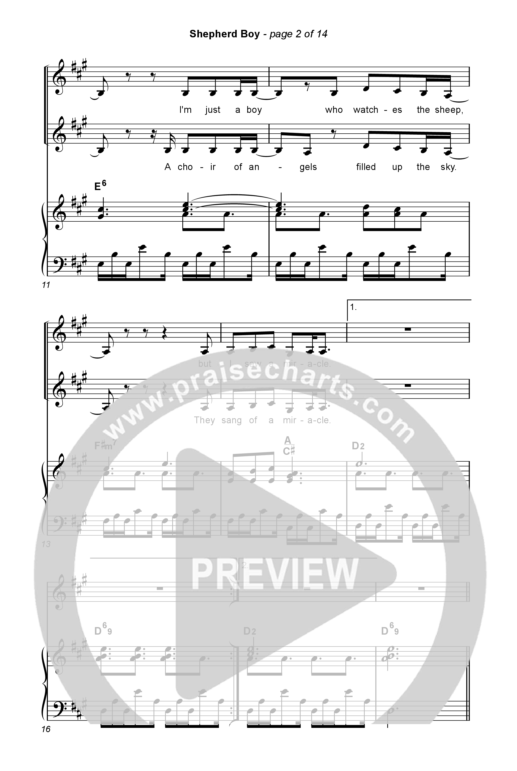 Shepherd Boy (Choral Anthem SATB) Octavo (SATB & Pno) (Phil Wickham / Arr. Luke Gambill)