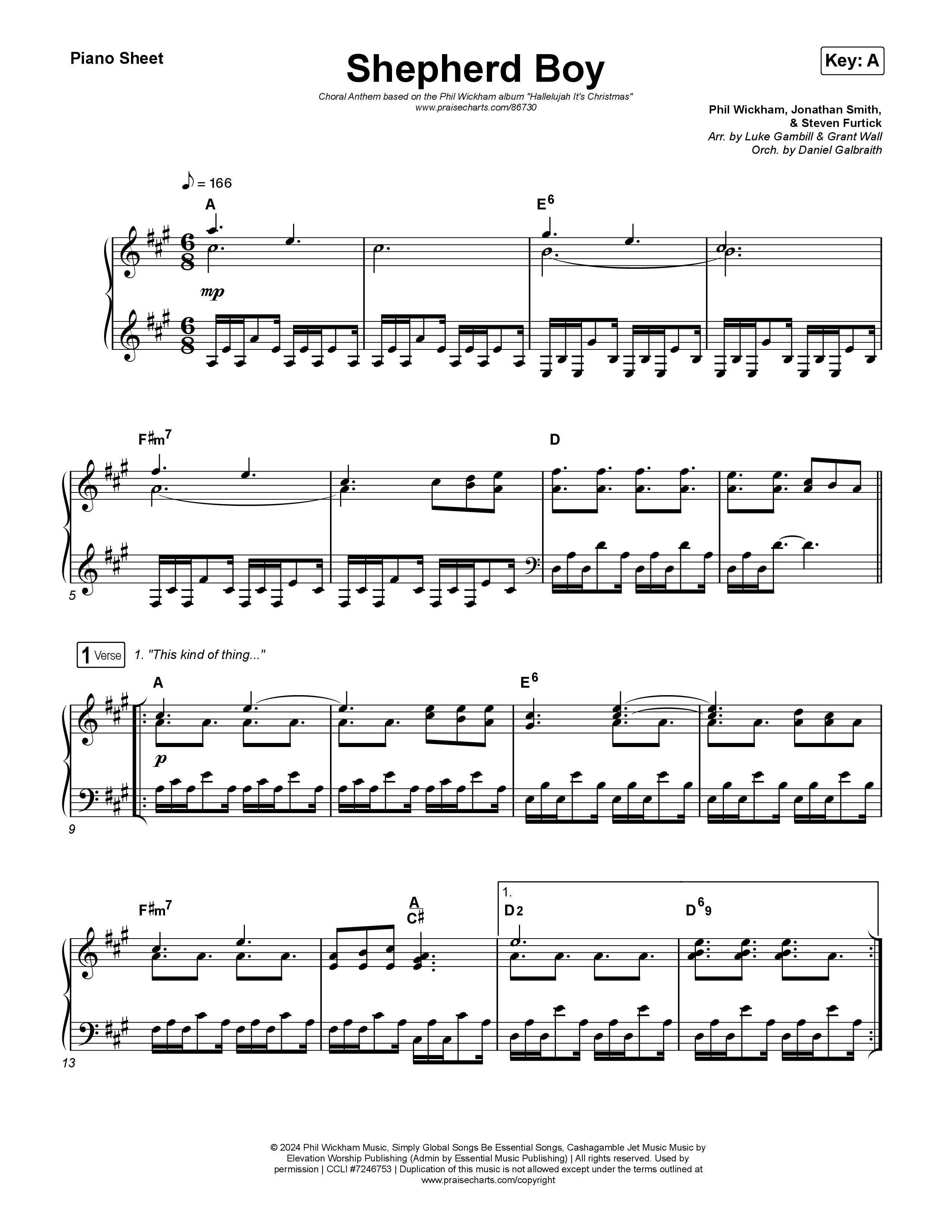 Shepherd Boy (Choral Anthem SATB) Piano Sheet (Phil Wickham / Arr. Luke Gambill)