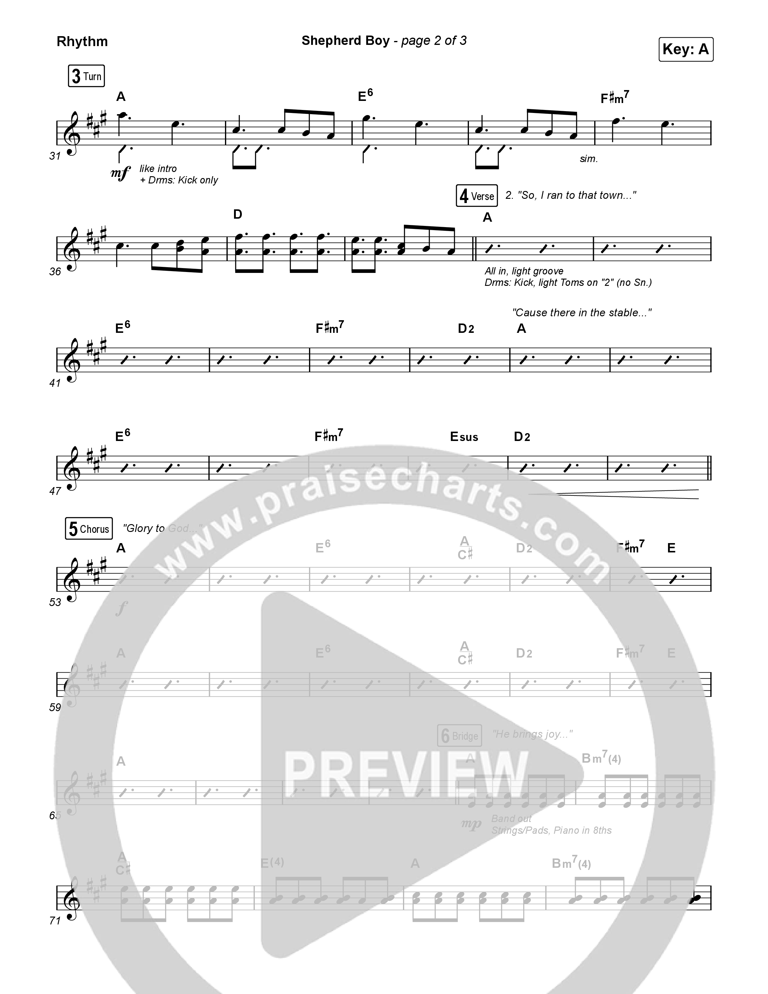 Shepherd Boy (Choral Anthem SATB) Rhythm Chart (Phil Wickham / Arr. Luke Gambill)