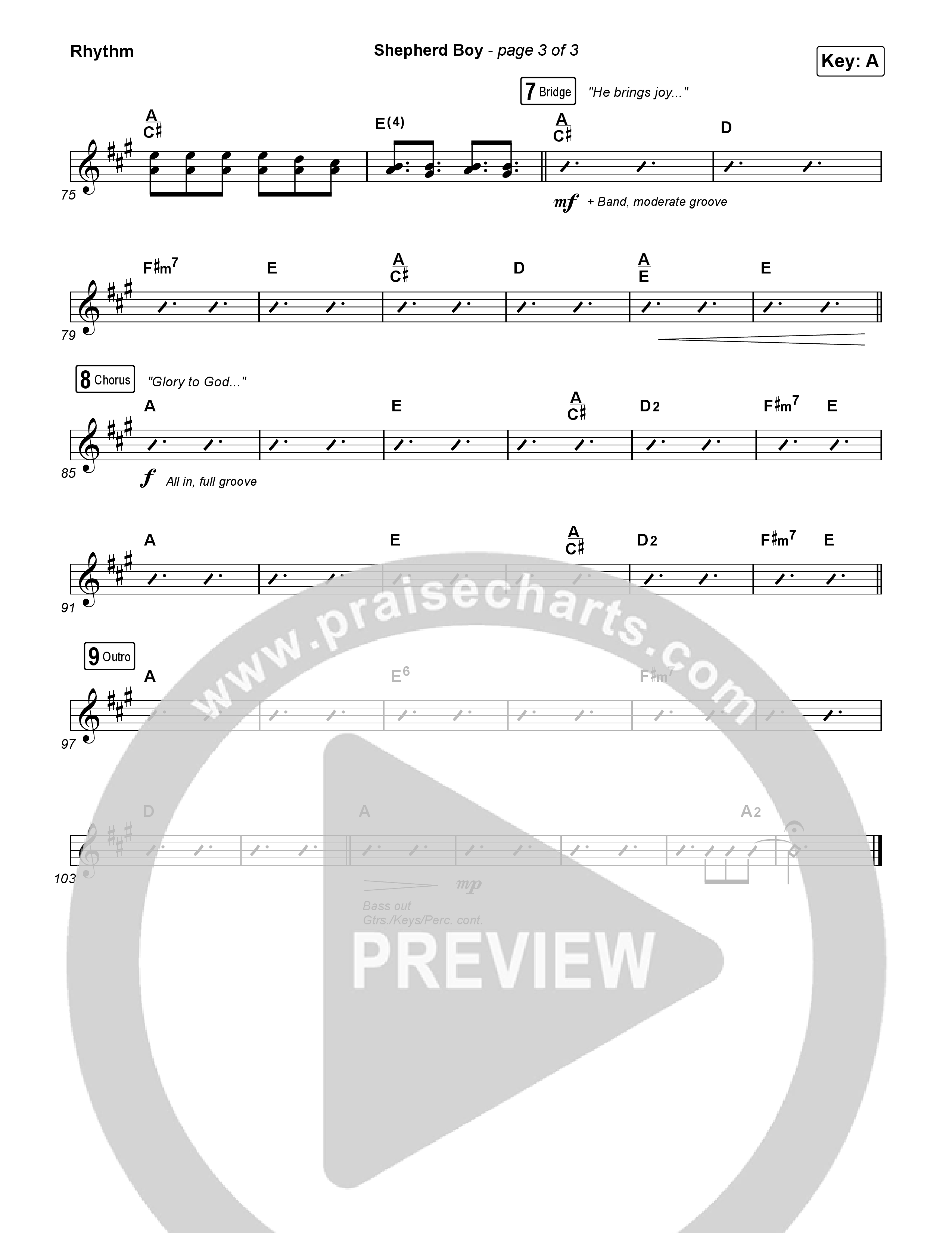 Shepherd Boy (Choral Anthem SATB) Rhythm Chart (Phil Wickham / Arr. Luke Gambill)