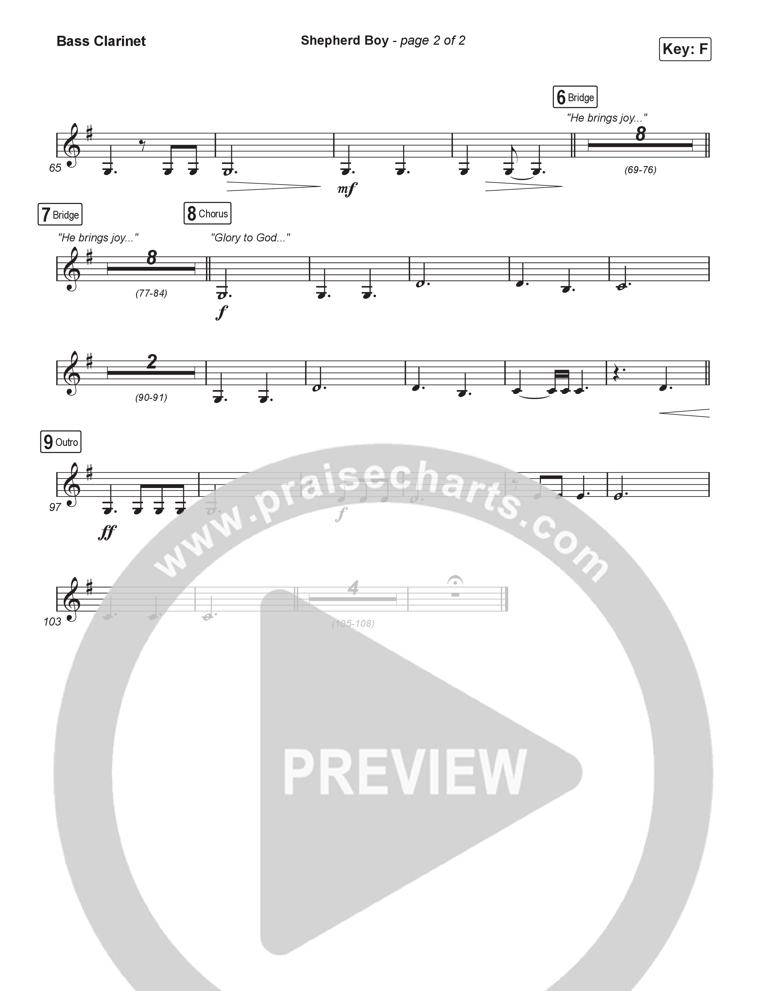 Shepherd Boy (Sing It Now) Bass Clarinet (Phil Wickham / Arr. Luke Gambill)