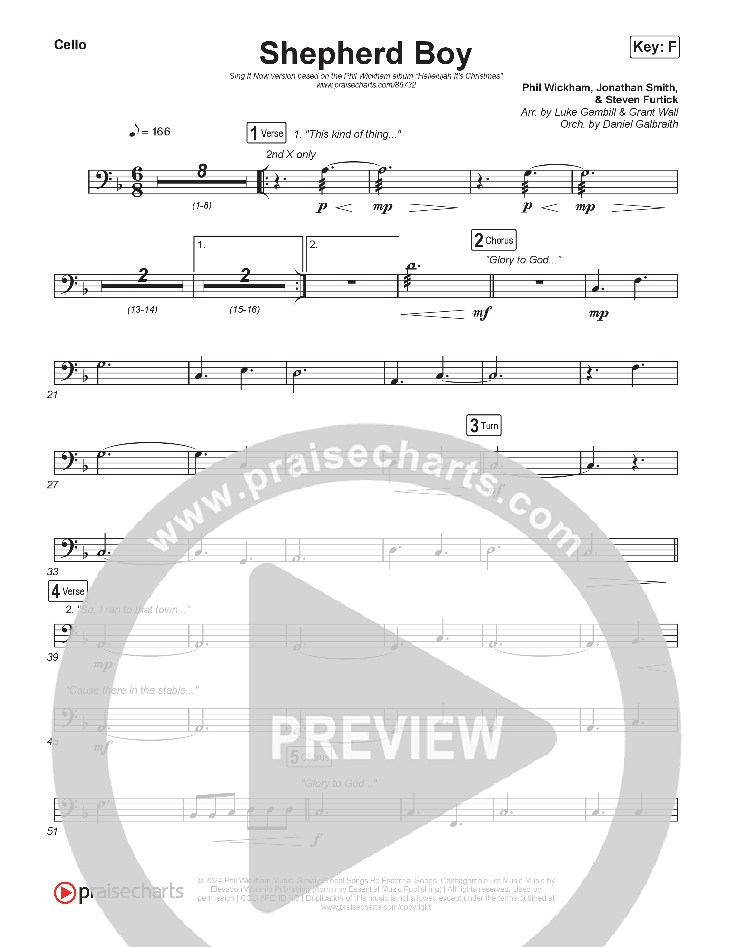 Shepherd Boy (Sing It Now) Cello (Phil Wickham / Arr. Luke Gambill)