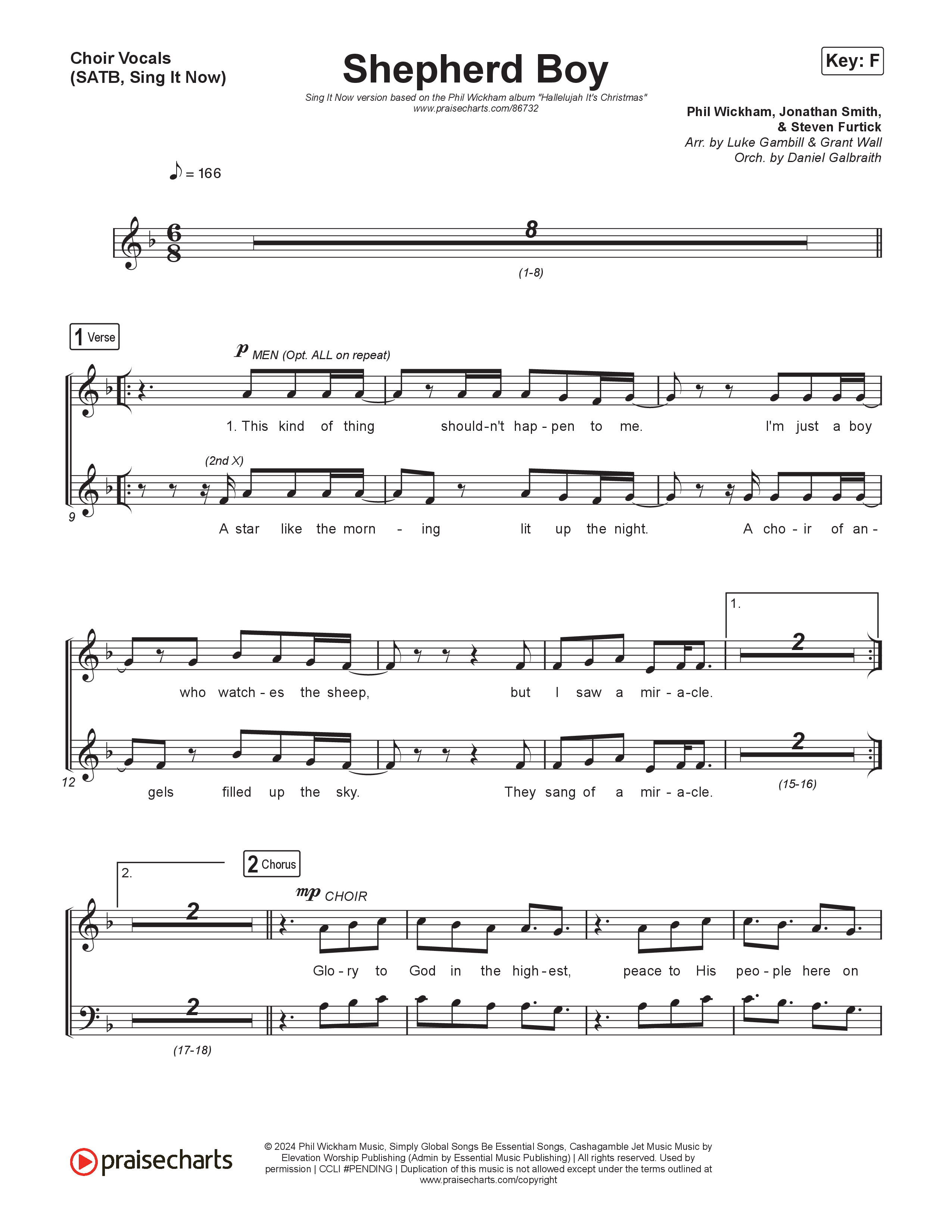Shepherd Boy (Sing It Now) Choir Sheet (SATB) (Phil Wickham / Arr. Luke Gambill)