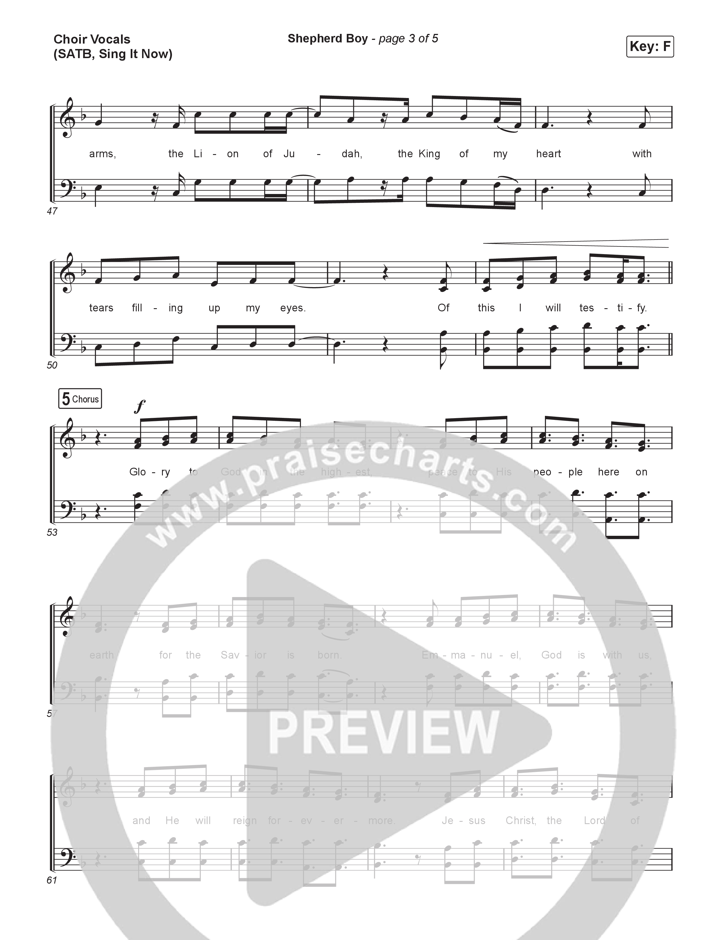Shepherd Boy (Sing It Now) Choir Sheet (SATB) (Phil Wickham / Arr. Luke Gambill)