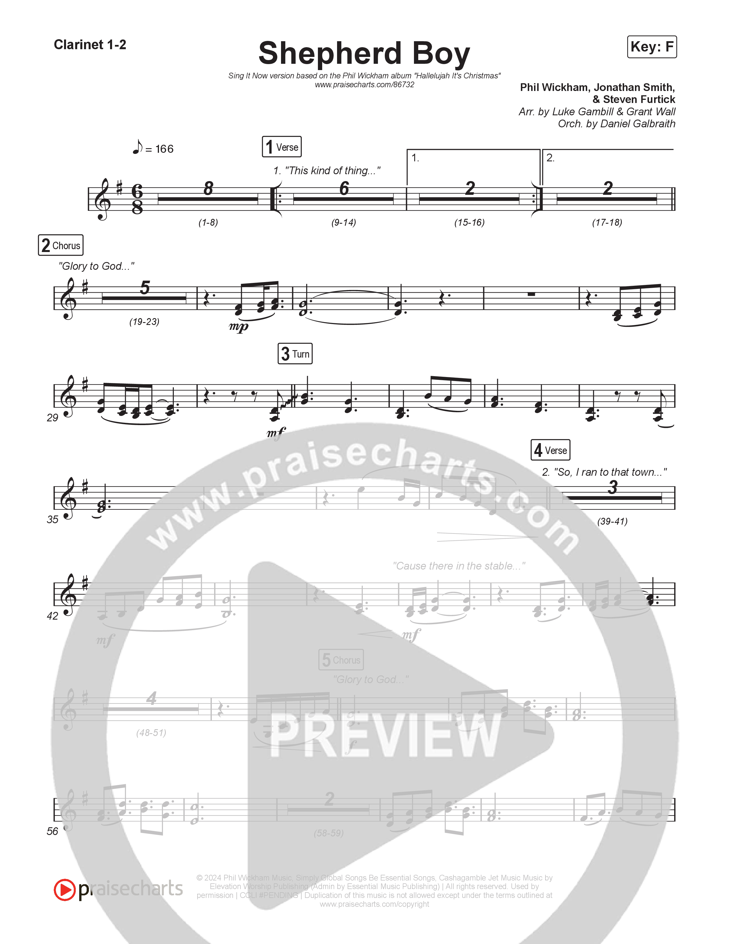 Shepherd Boy (Sing It Now) Clarinet 1/2 (Phil Wickham / Arr. Luke Gambill)