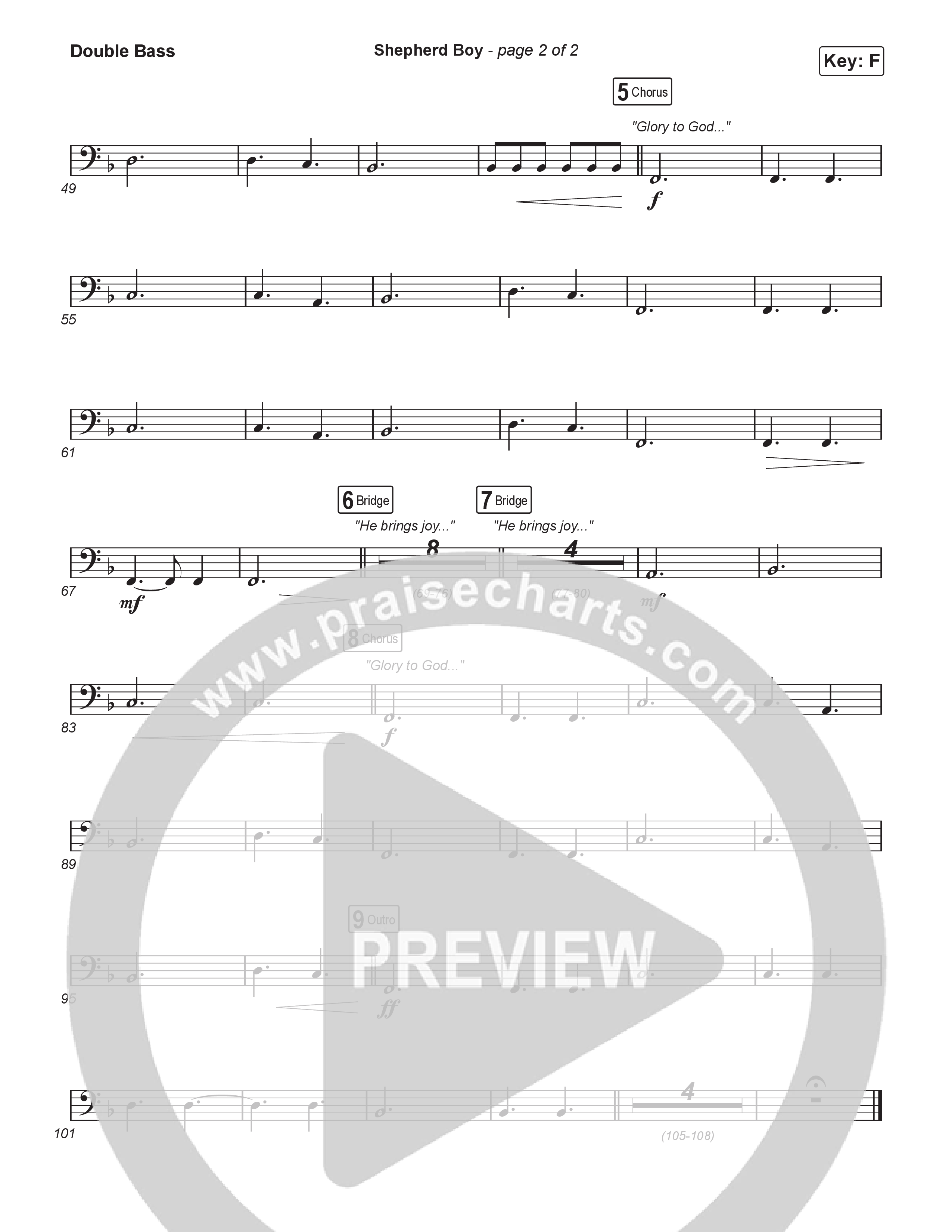 Shepherd Boy (Sing It Now) Double Bass (Phil Wickham / Arr. Luke Gambill)