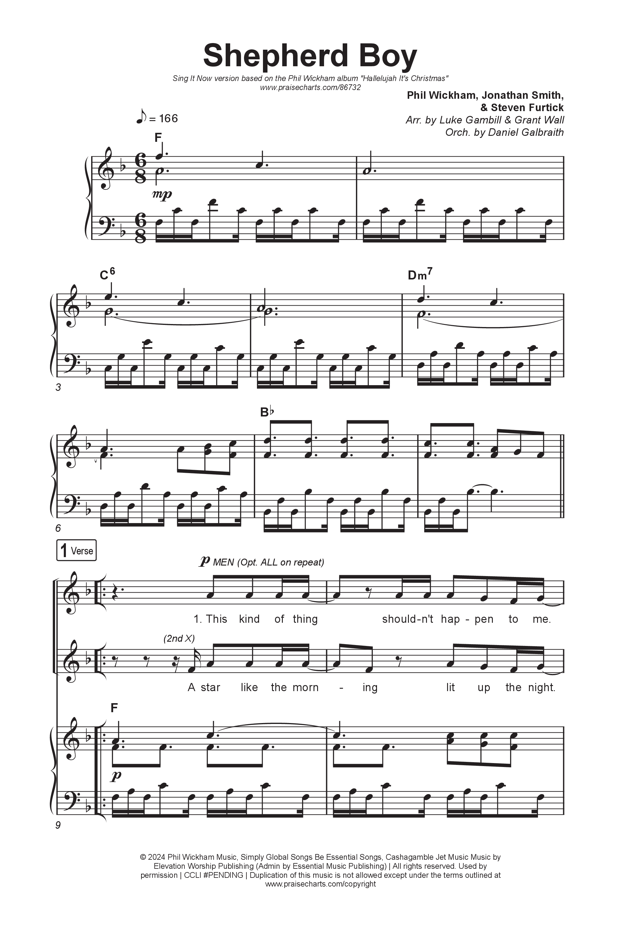 Shepherd Boy (Sing It Now) Octavo (SATB & Pno) (Phil Wickham / Arr. Luke Gambill)