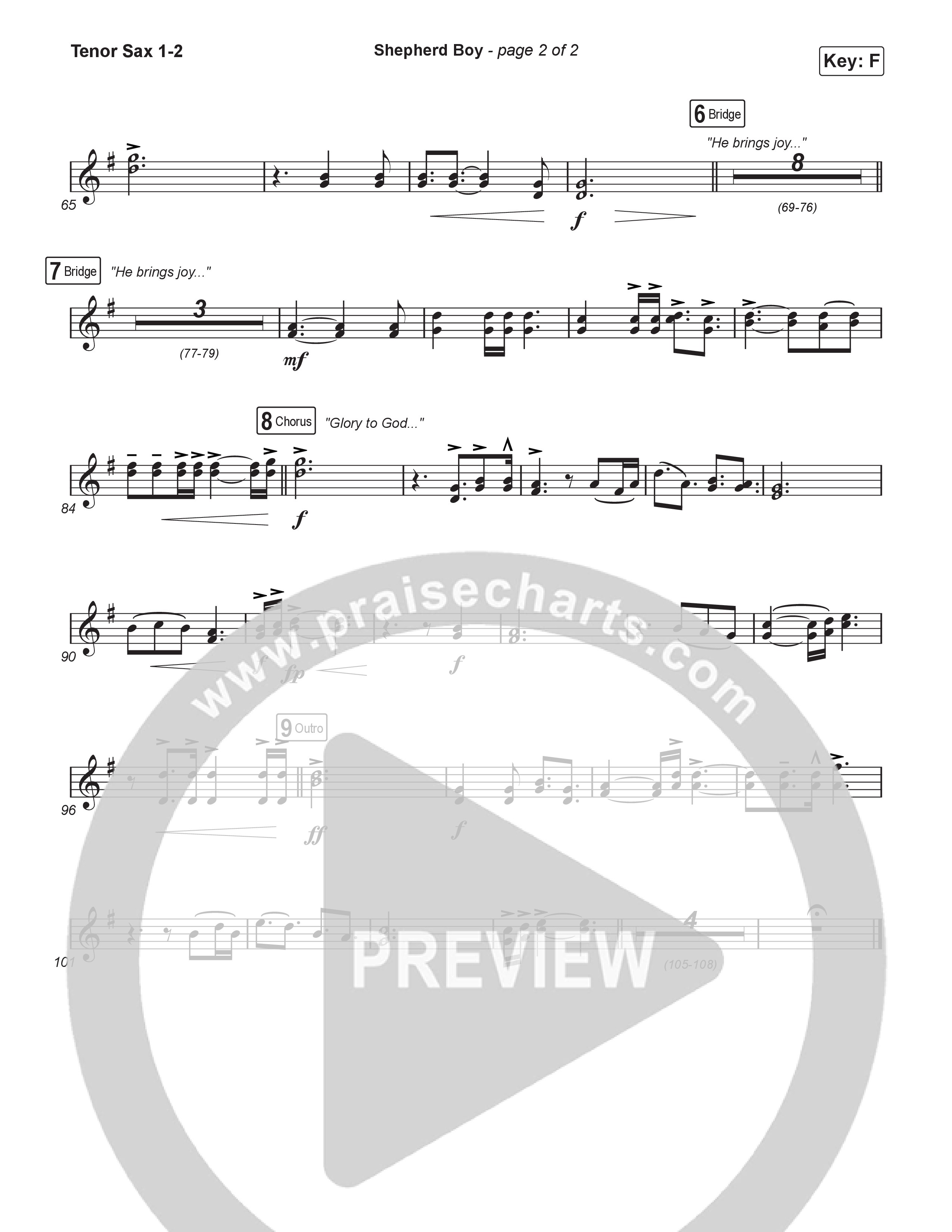 Shepherd Boy (Sing It Now) Tenor Sax 1/2 (Phil Wickham / Arr. Luke Gambill)
