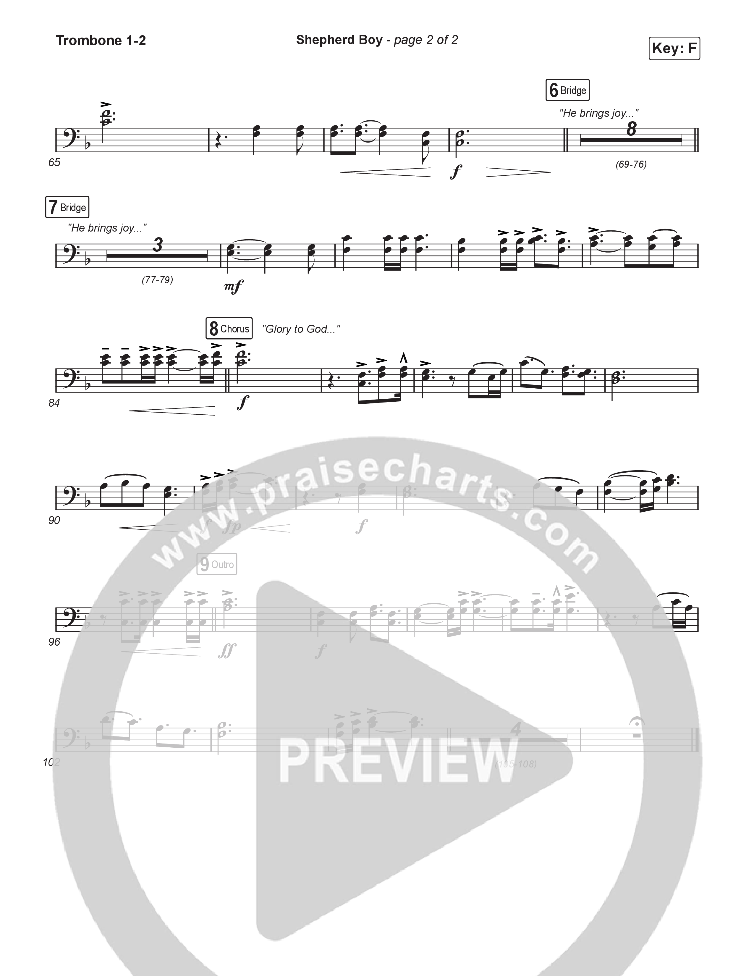 Shepherd Boy (Sing It Now) Trombone 1/2 (Phil Wickham / Arr. Luke Gambill)