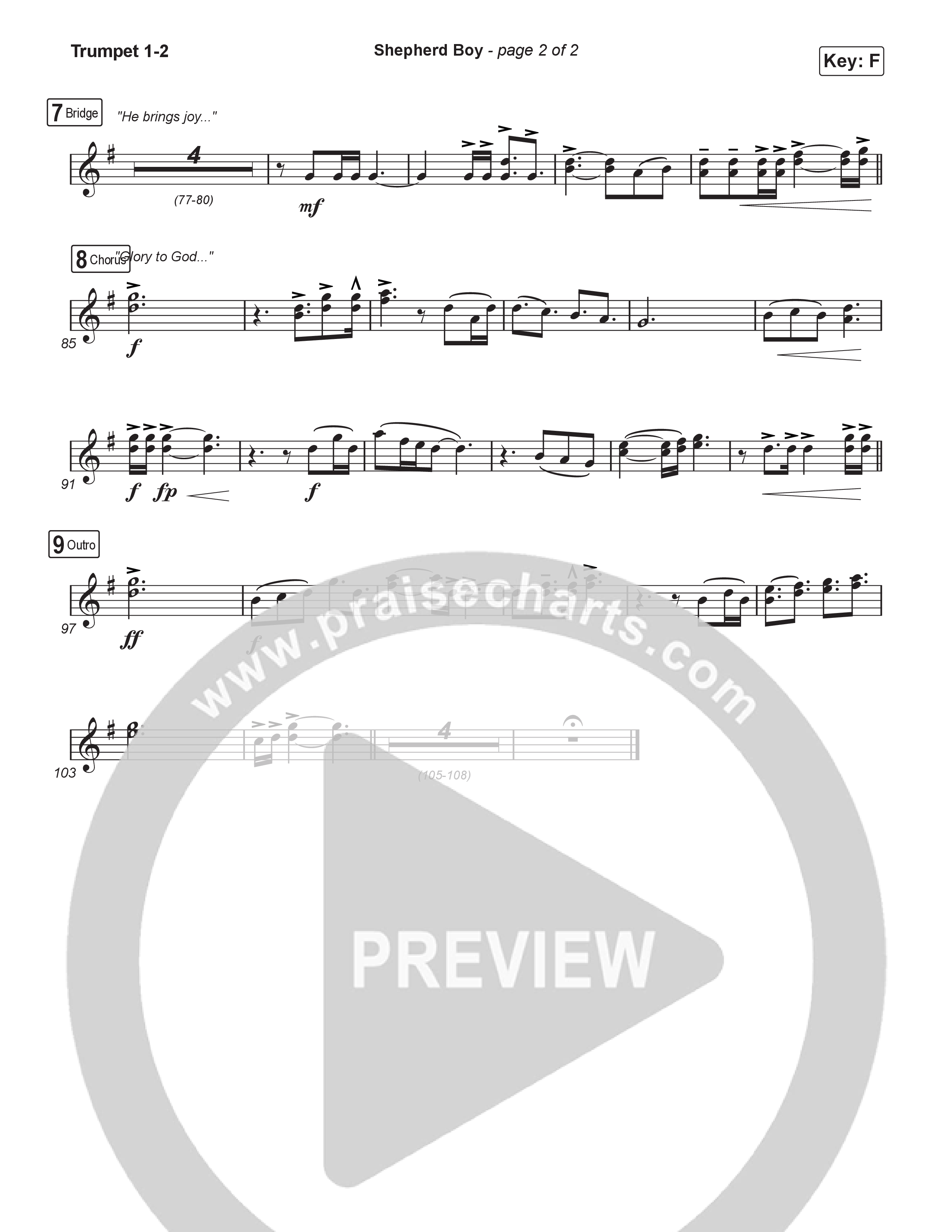 Shepherd Boy (Sing It Now) Trumpet 1,2 (Phil Wickham / Arr. Luke Gambill)