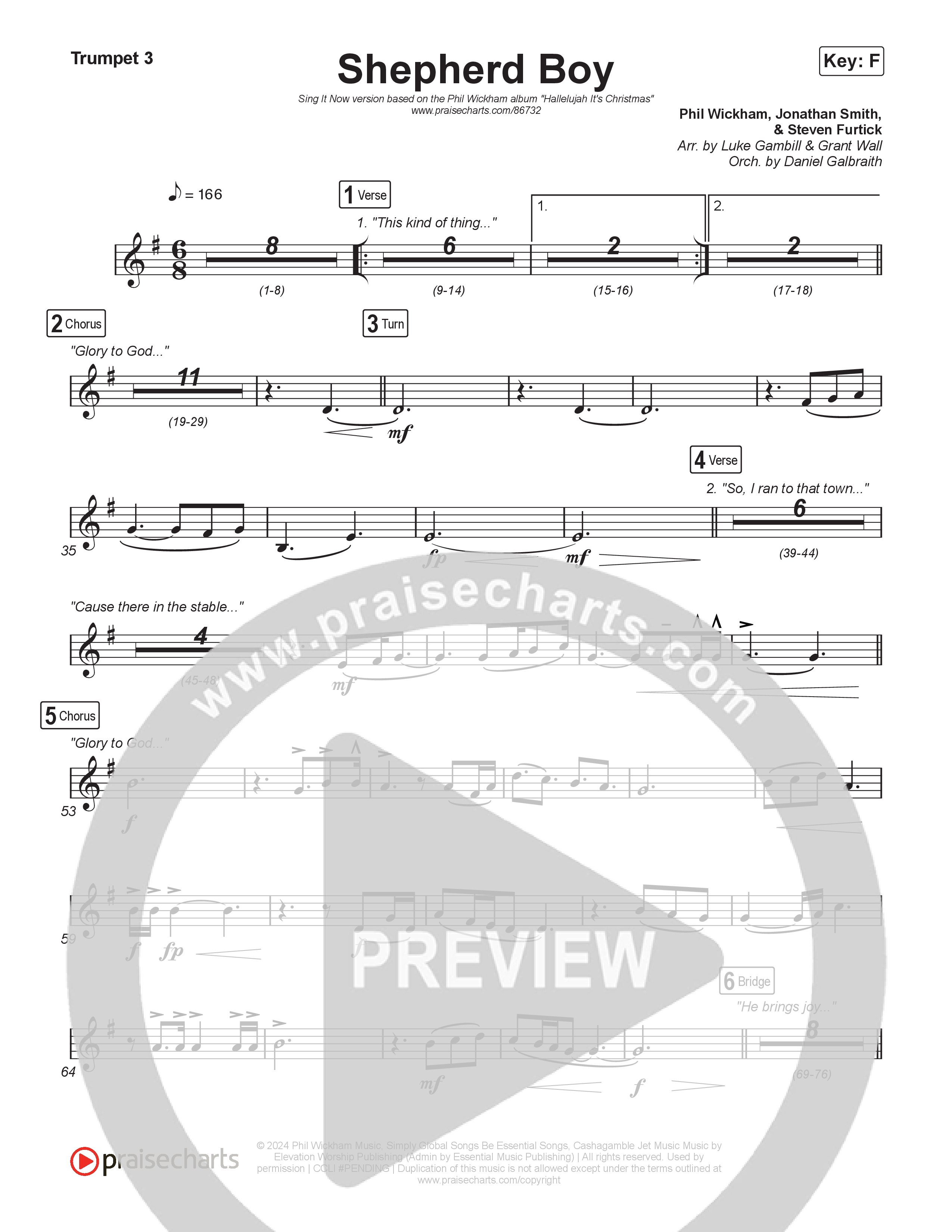 Shepherd Boy (Sing It Now) Trumpet 3 (Phil Wickham / Arr. Luke Gambill)