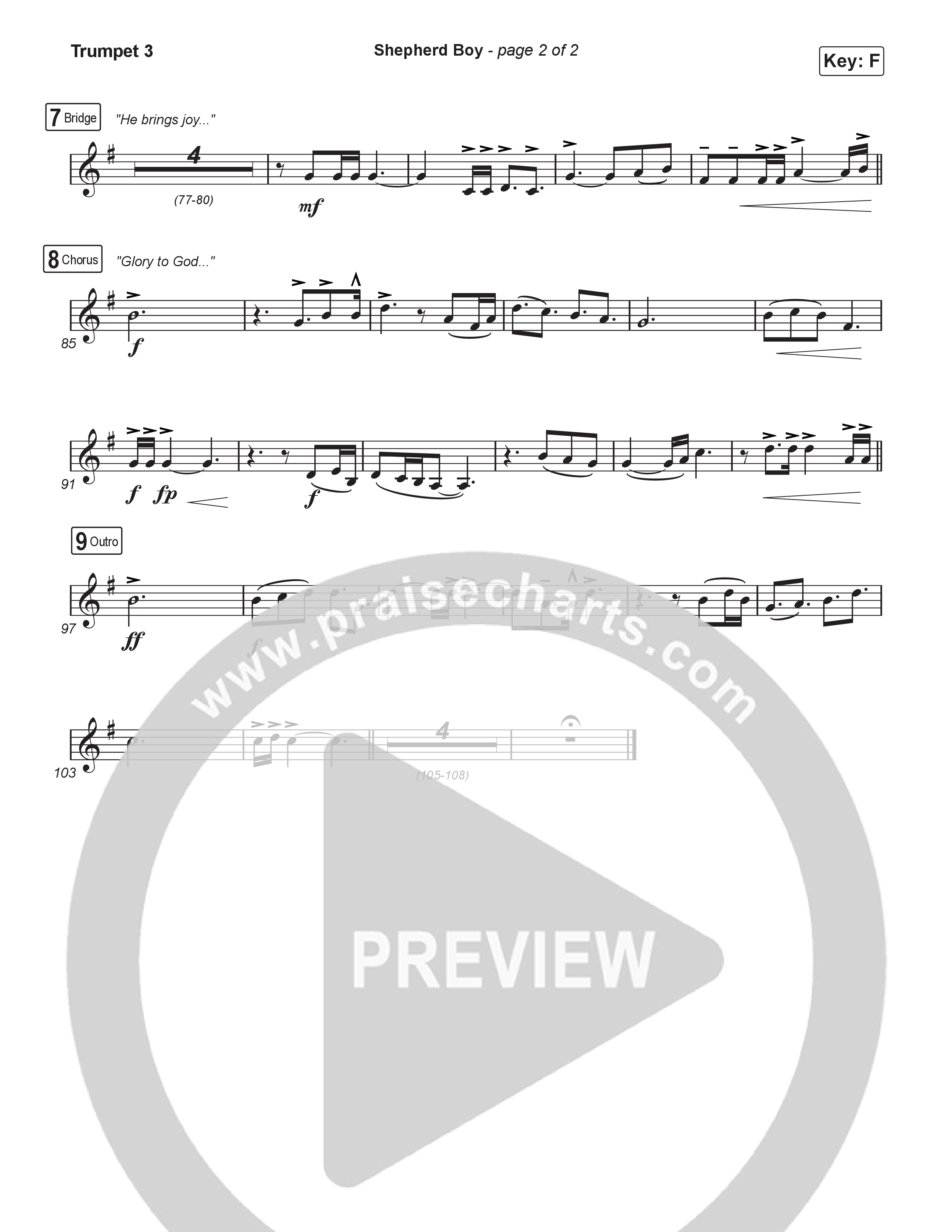 Shepherd Boy (Sing It Now) Trumpet 3 (Phil Wickham / Arr. Luke Gambill)