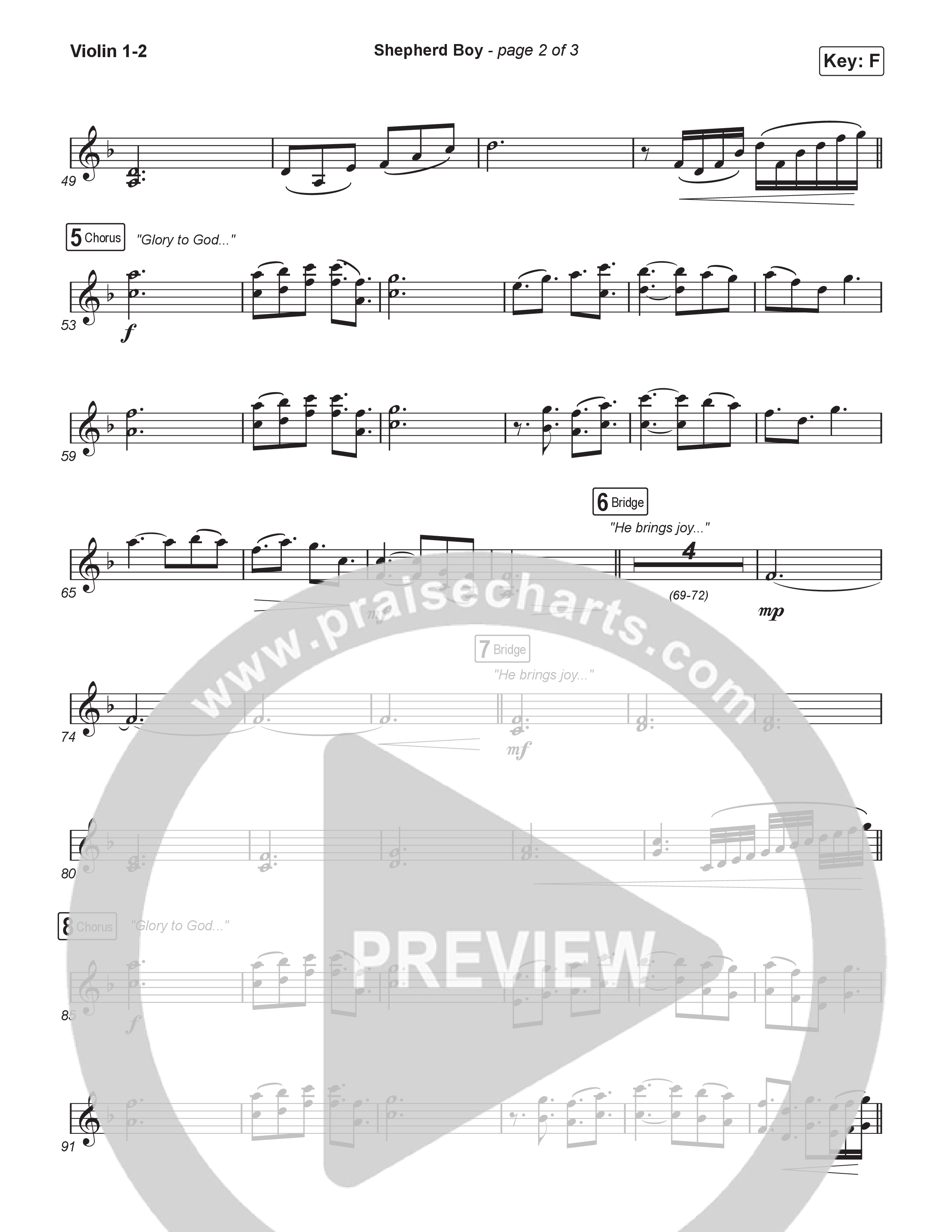 Shepherd Boy (Sing It Now) Violin 1/2 (Phil Wickham / Arr. Luke Gambill)