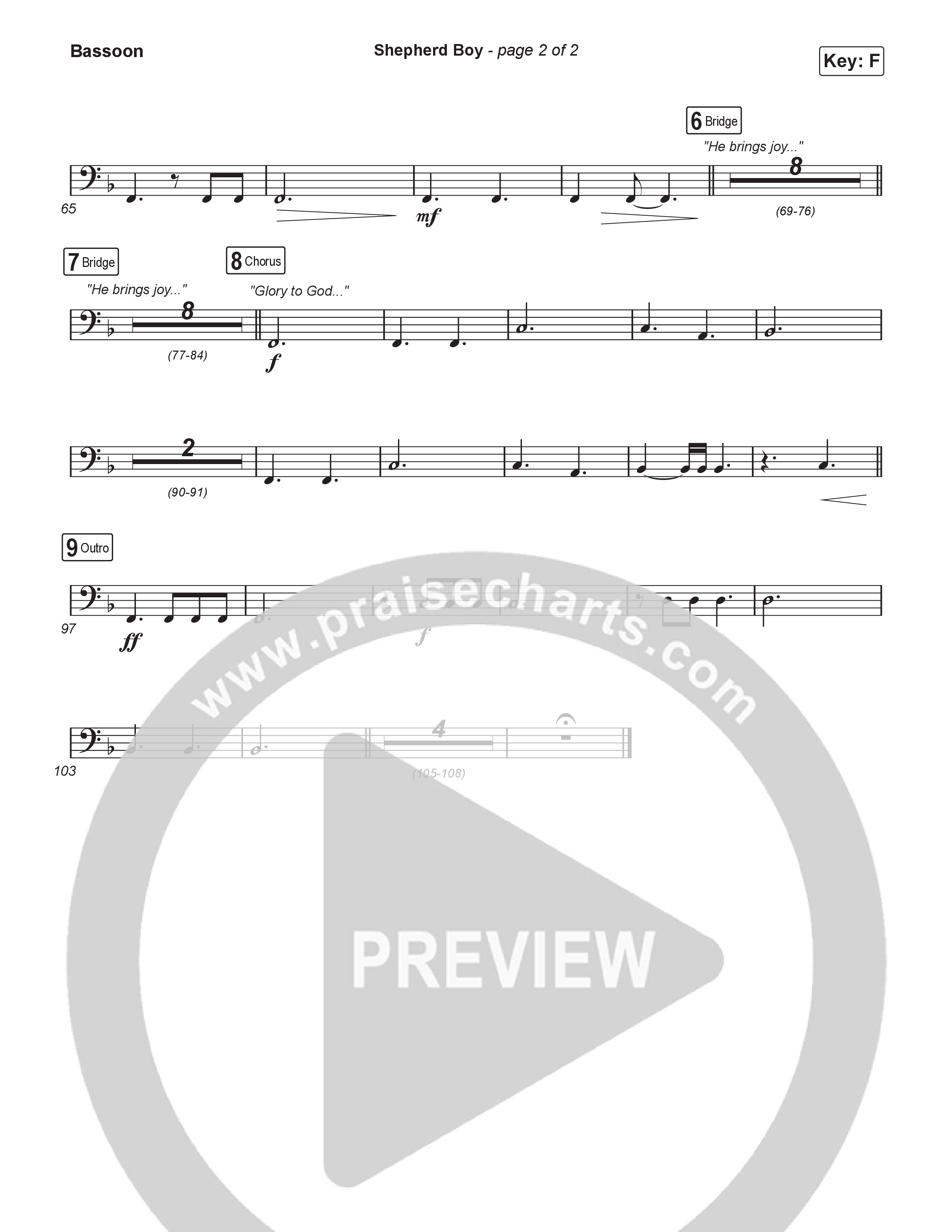 Shepherd Boy (Worship Choir/SAB) Bassoon (Phil Wickham / Arr. Luke Gambill)