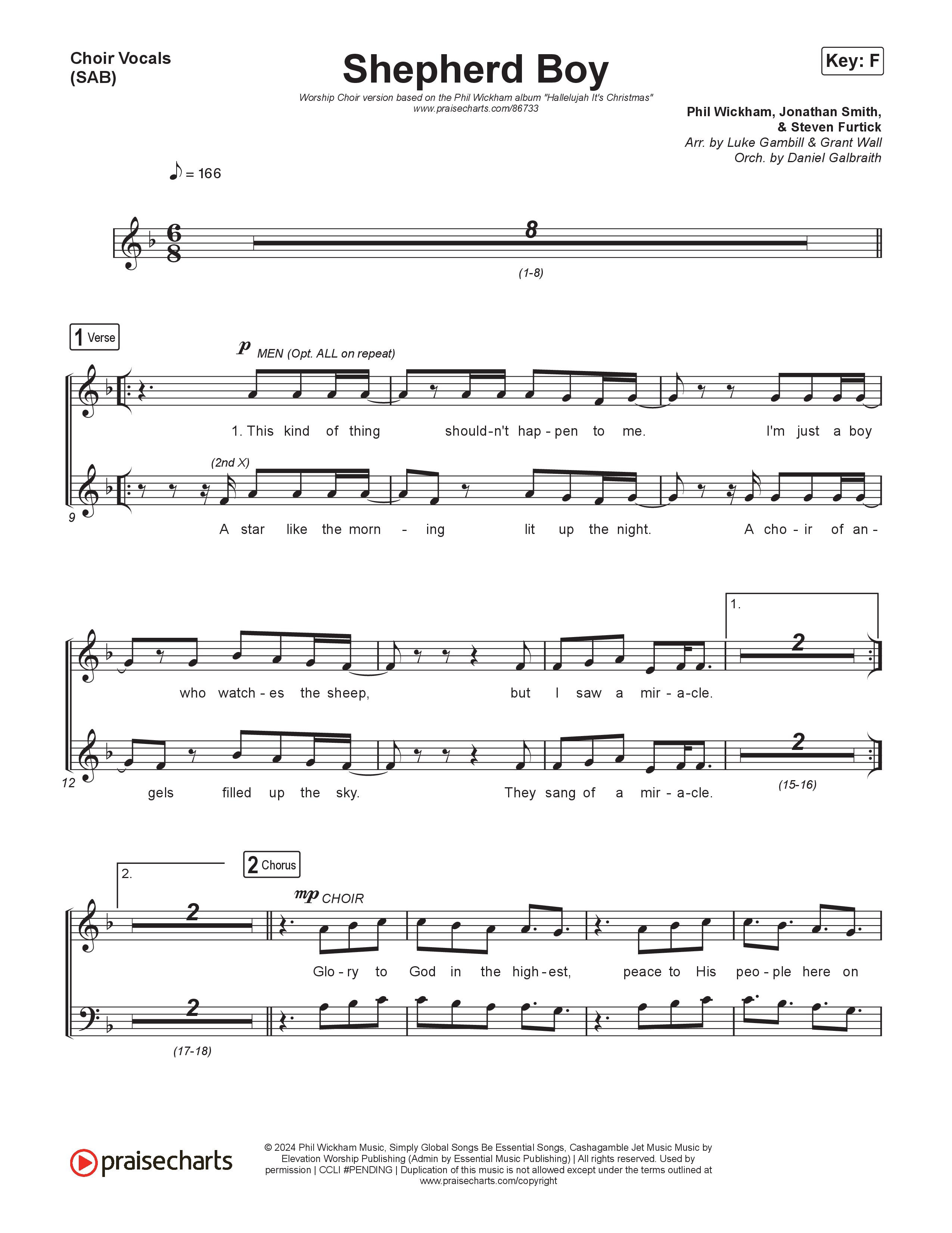 Shepherd Boy (Worship Choir/SAB) Choir Sheet (SAB) (Phil Wickham / Arr. Luke Gambill)