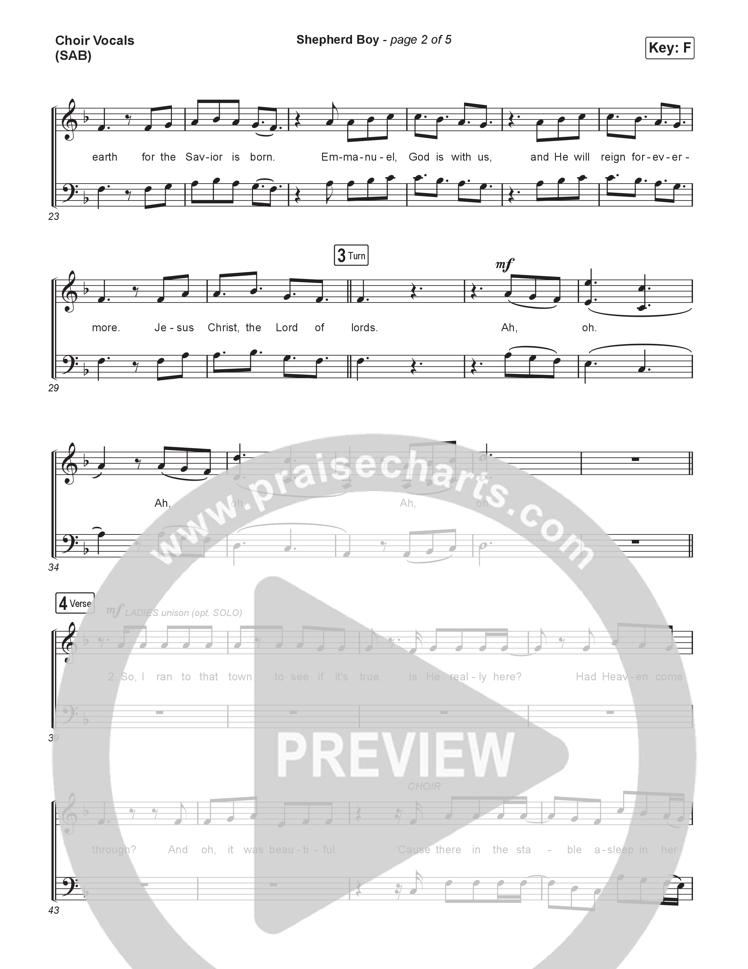 Shepherd Boy (Worship Choir/SAB) Choir Sheet (SAB) (Phil Wickham / Arr. Luke Gambill)