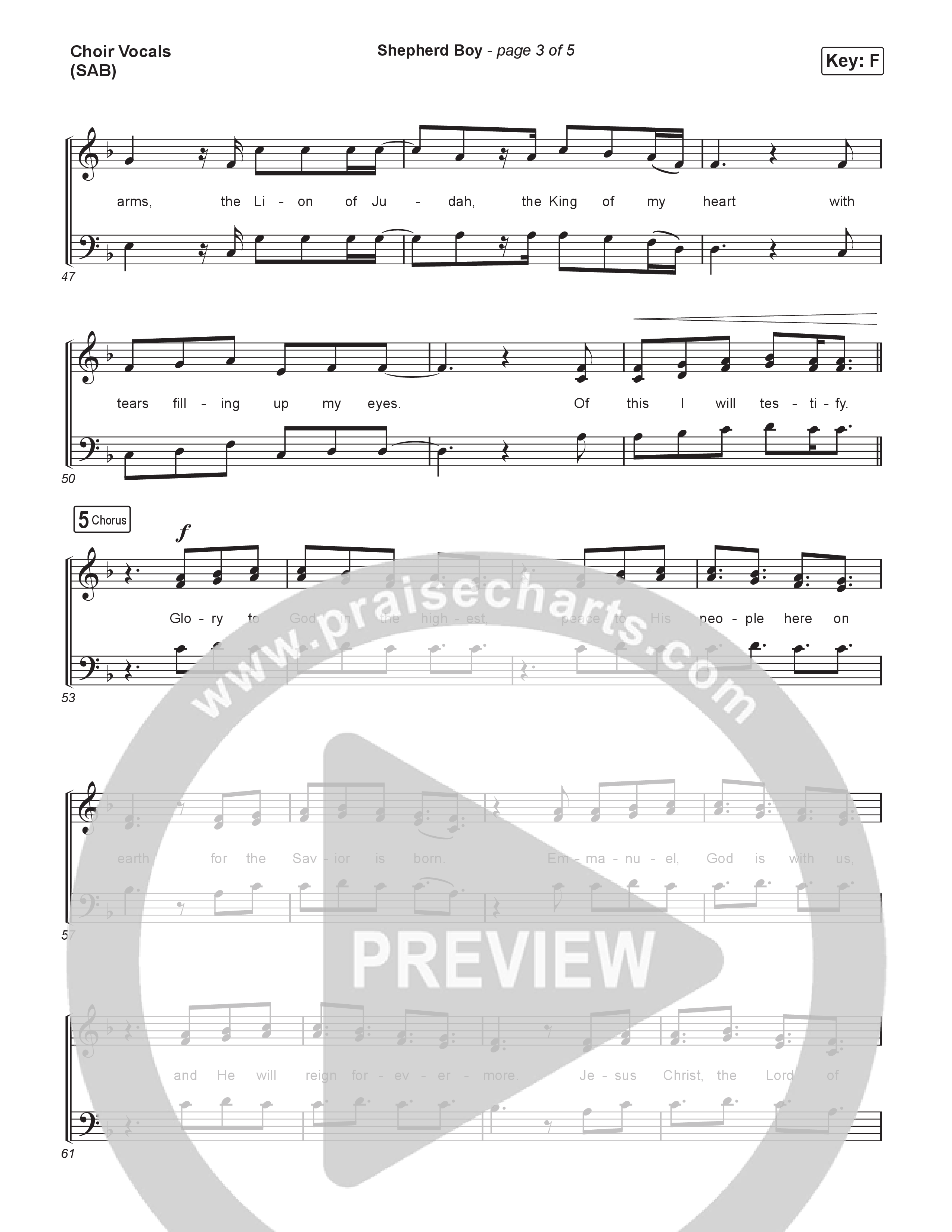 Shepherd Boy (Worship Choir/SAB) Choir Sheet (SAB) (Phil Wickham / Arr. Luke Gambill)