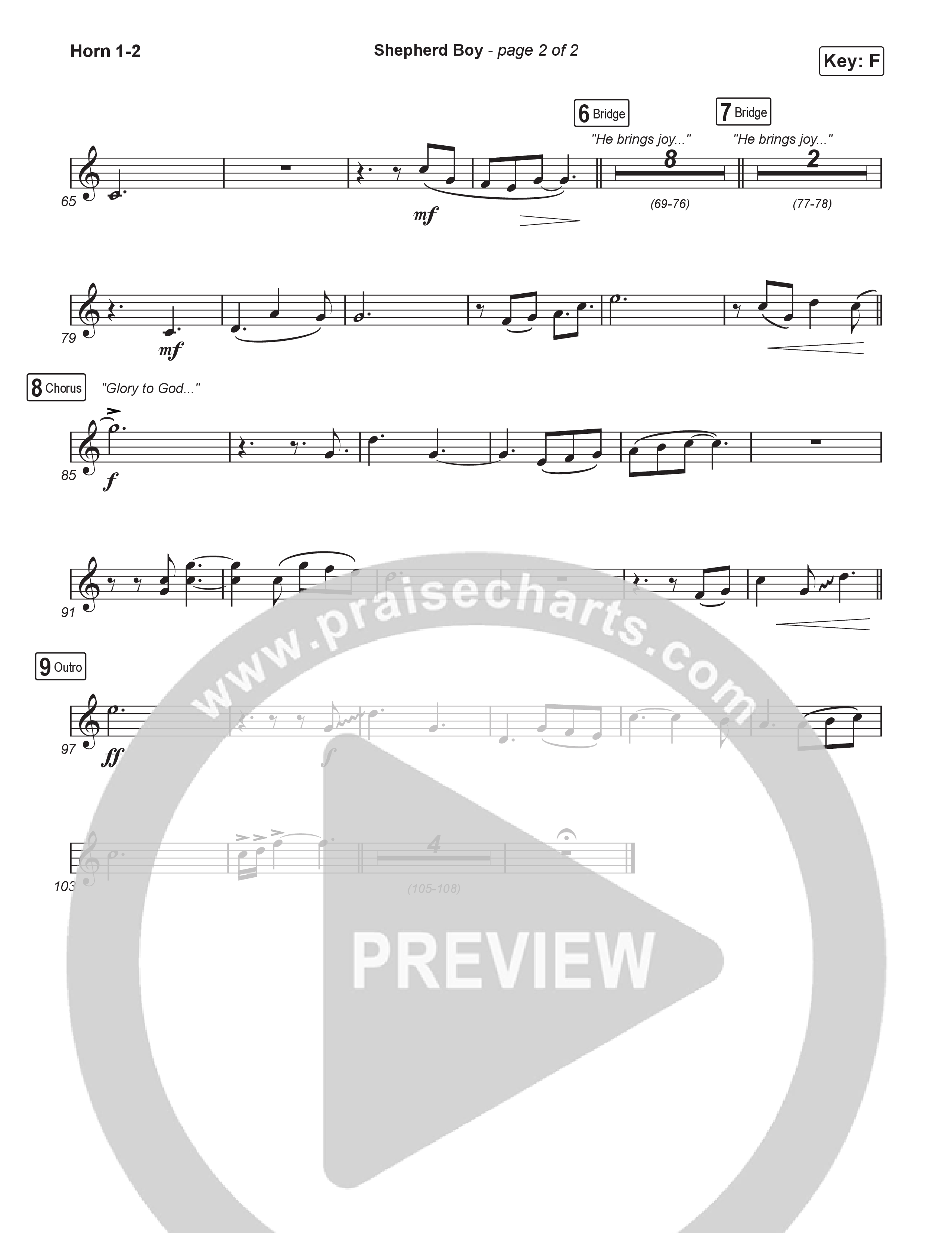 Shepherd Boy (Worship Choir/SAB) French Horn 1/2 (Phil Wickham / Arr. Luke Gambill)