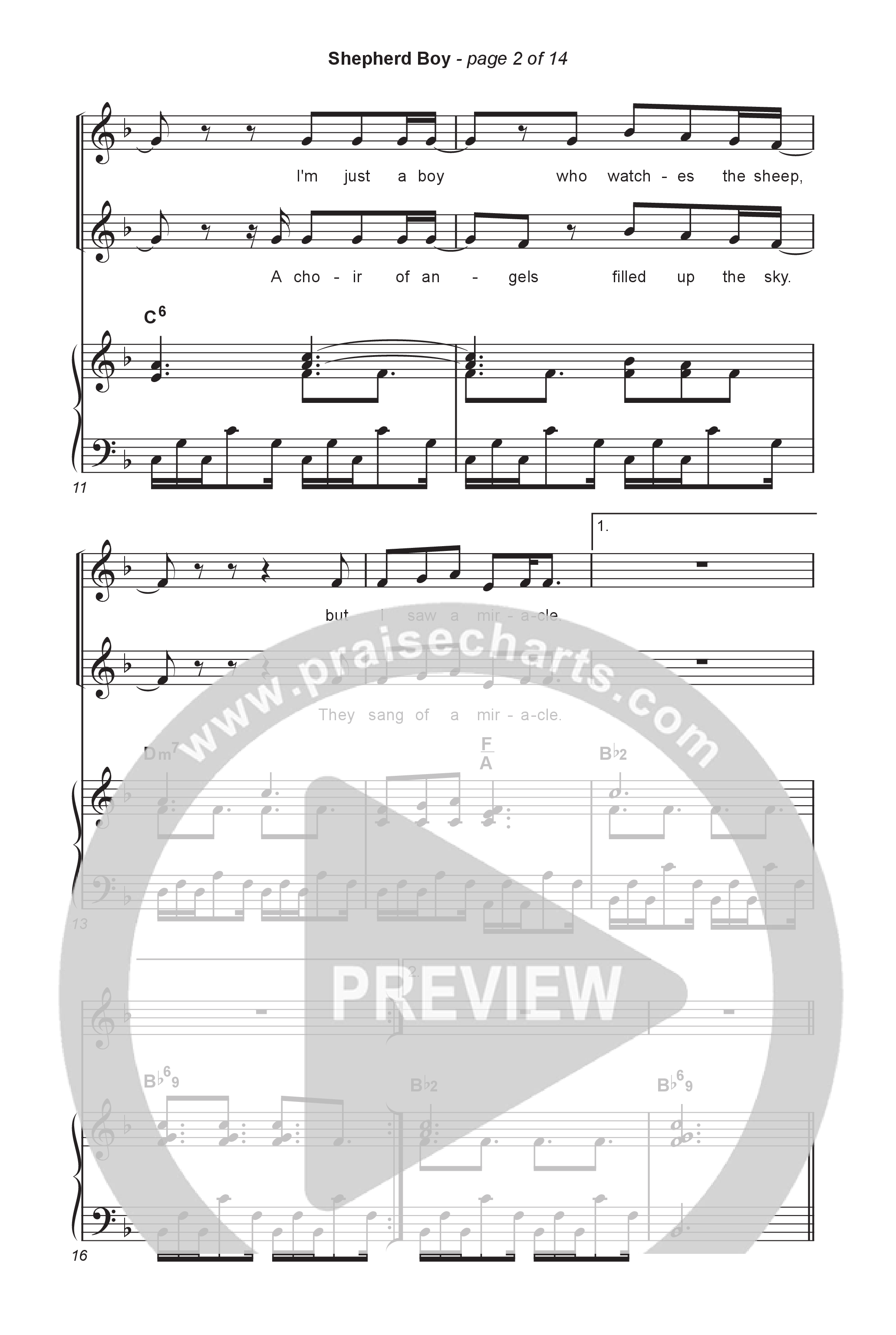 Shepherd Boy (Worship Choir/SAB) Octavo (SAB & Pno) (Phil Wickham / Arr. Luke Gambill)