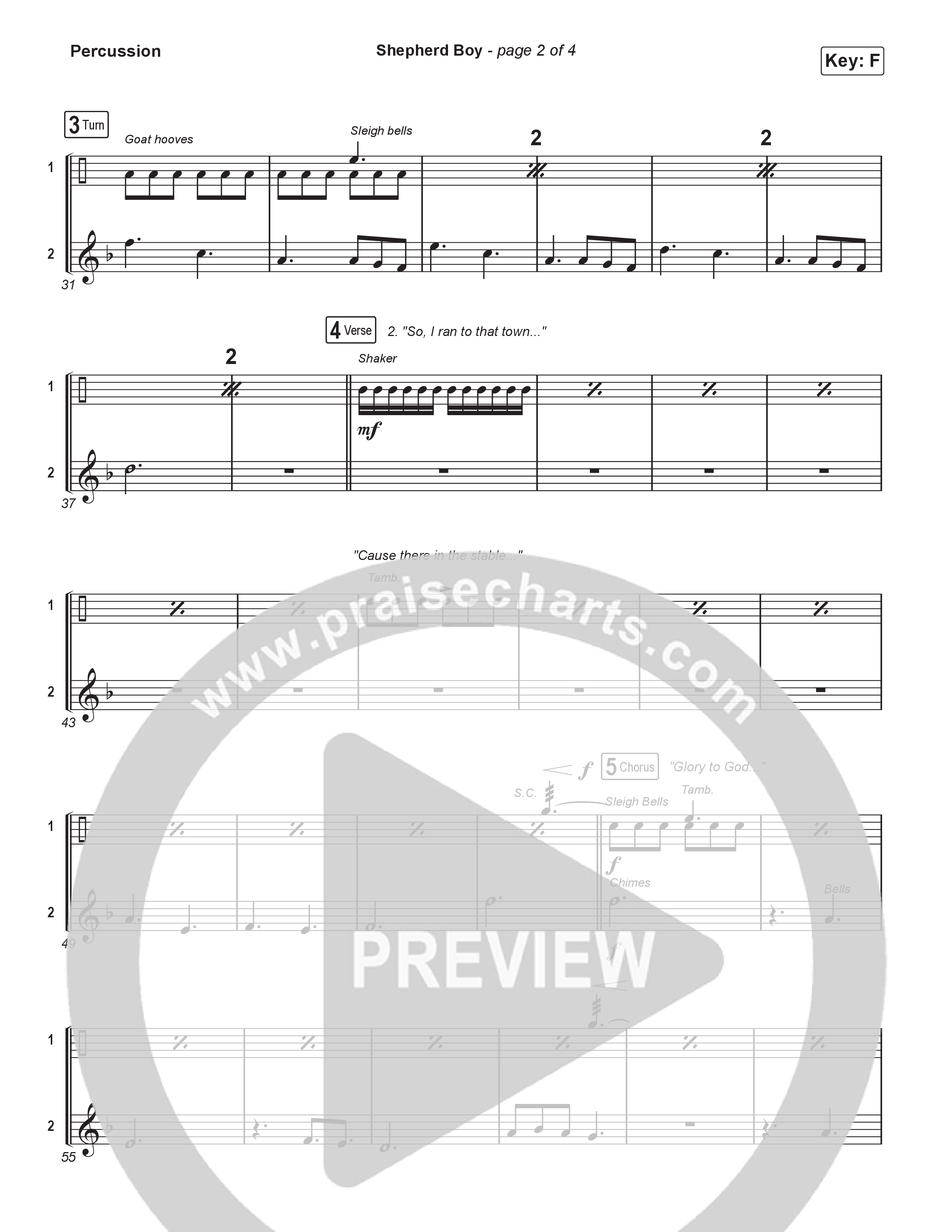 Shepherd Boy (Worship Choir/SAB) Percussion (Phil Wickham / Arr. Luke Gambill)