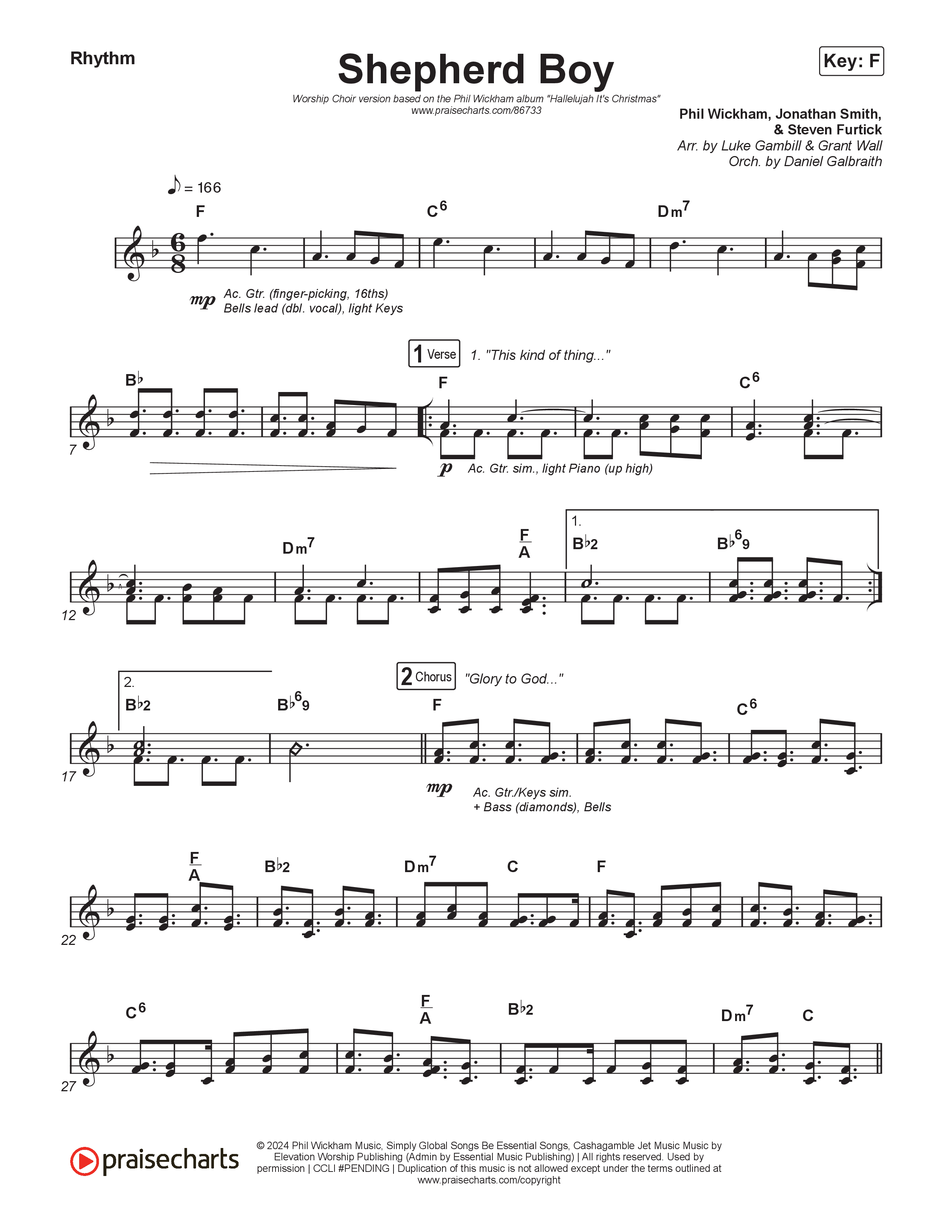 Shepherd Boy (Worship Choir/SAB) Rhythm Chart (Phil Wickham / Arr. Luke Gambill)