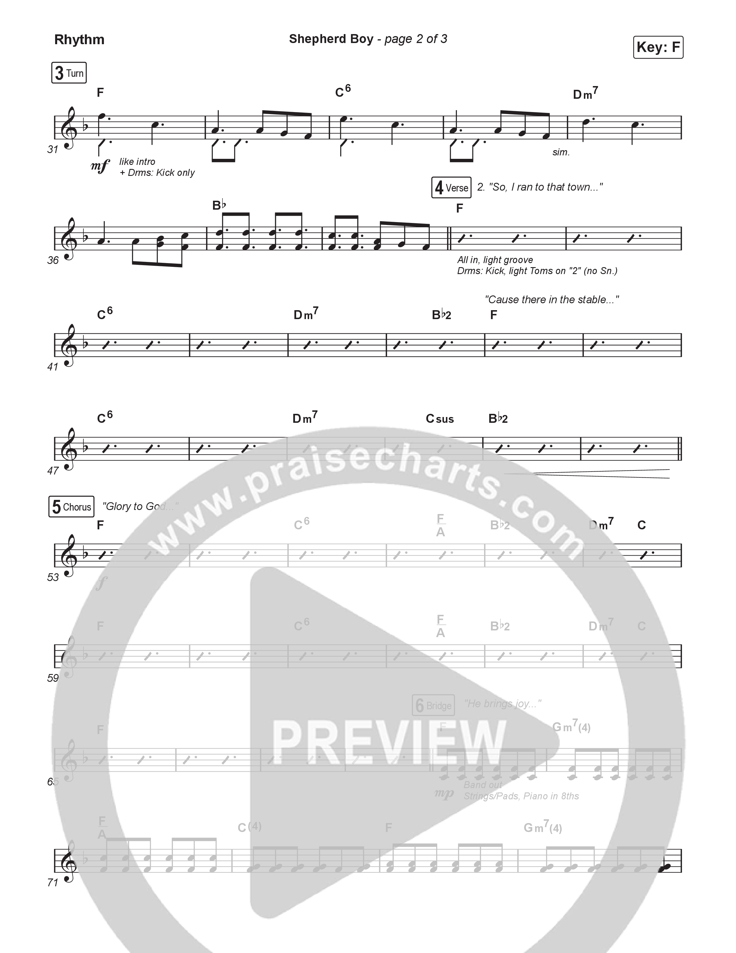 Shepherd Boy (Worship Choir/SAB) Rhythm Chart (Phil Wickham / Arr. Luke Gambill)