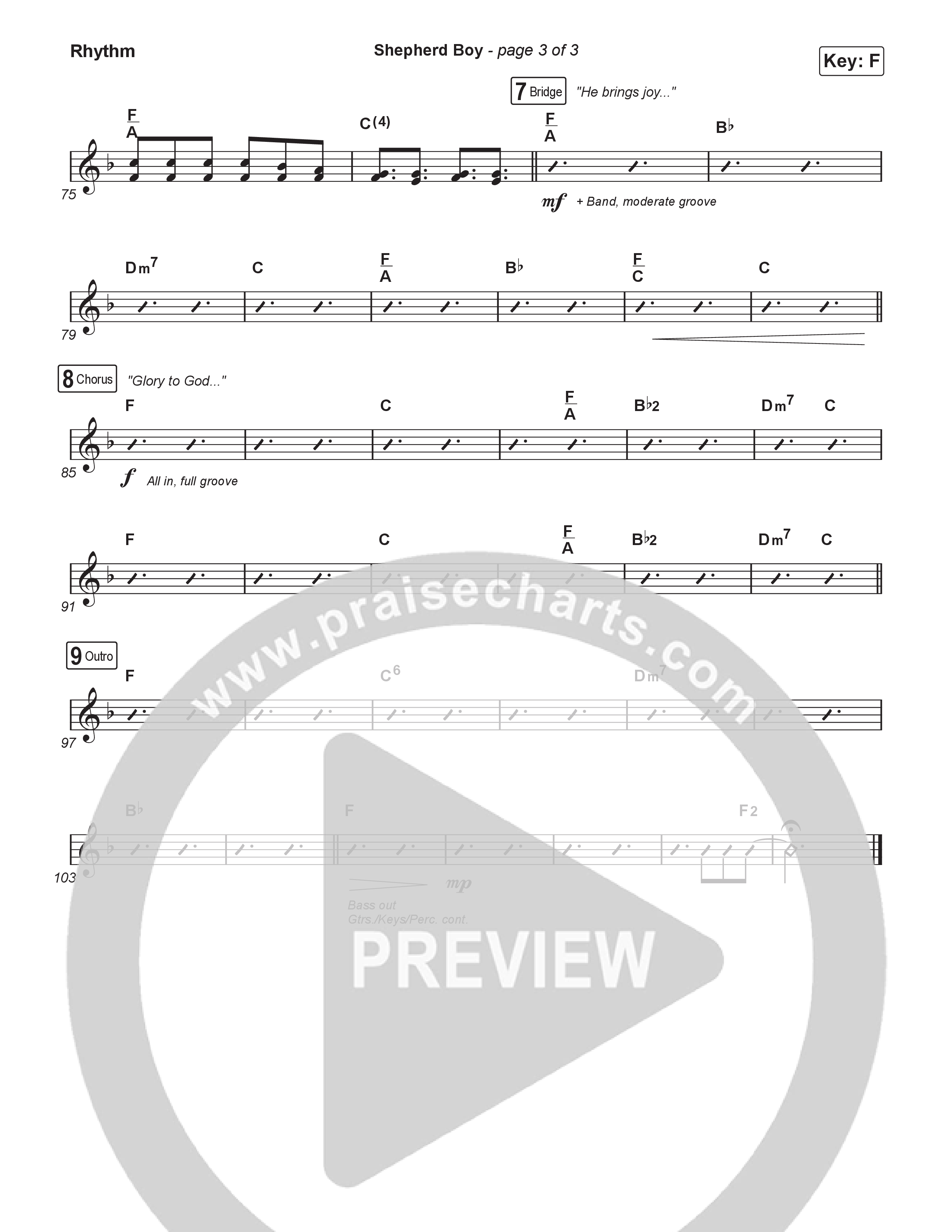 Shepherd Boy (Worship Choir/SAB) Rhythm Chart (Phil Wickham / Arr. Luke Gambill)