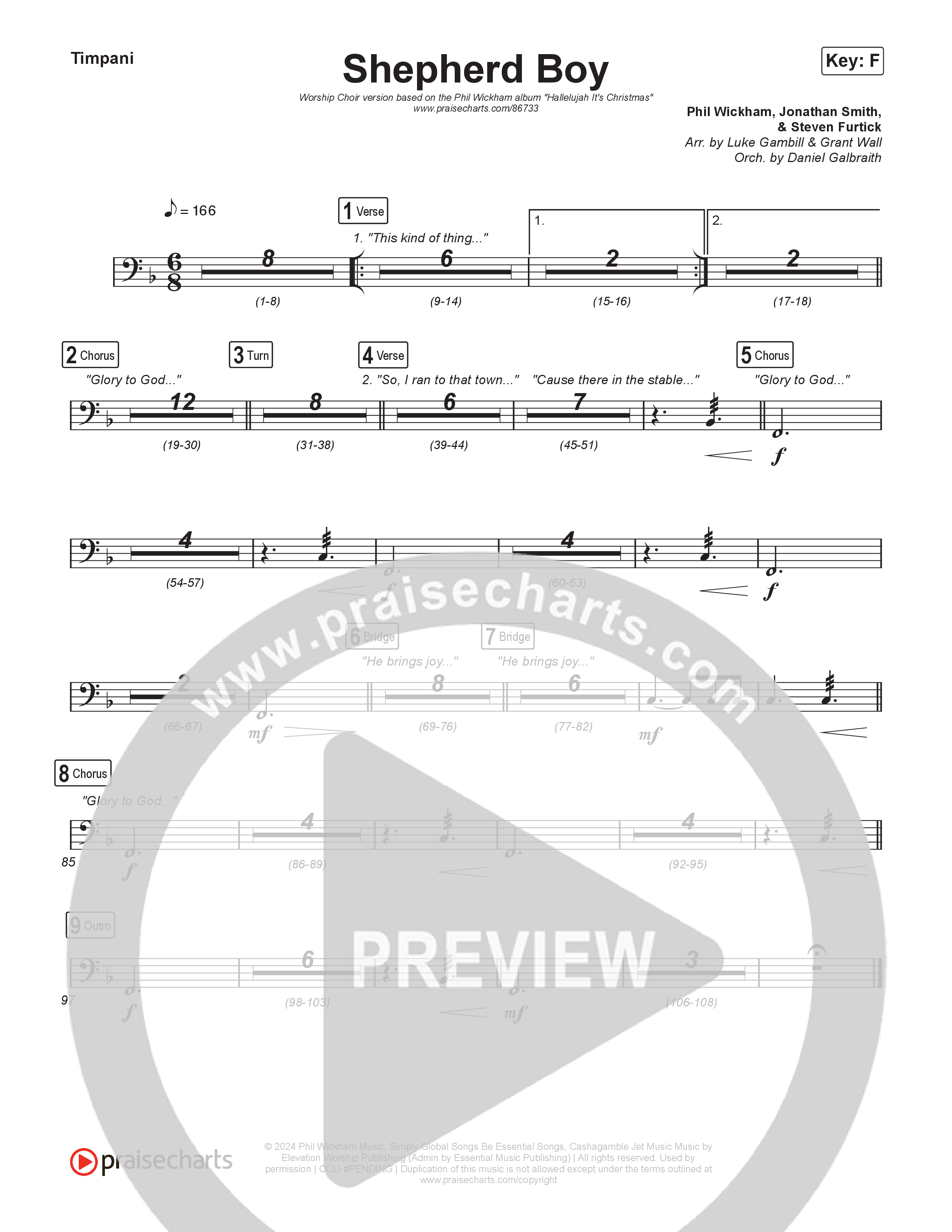 Shepherd Boy (Worship Choir/SAB) Timpani (Phil Wickham / Arr. Luke Gambill)