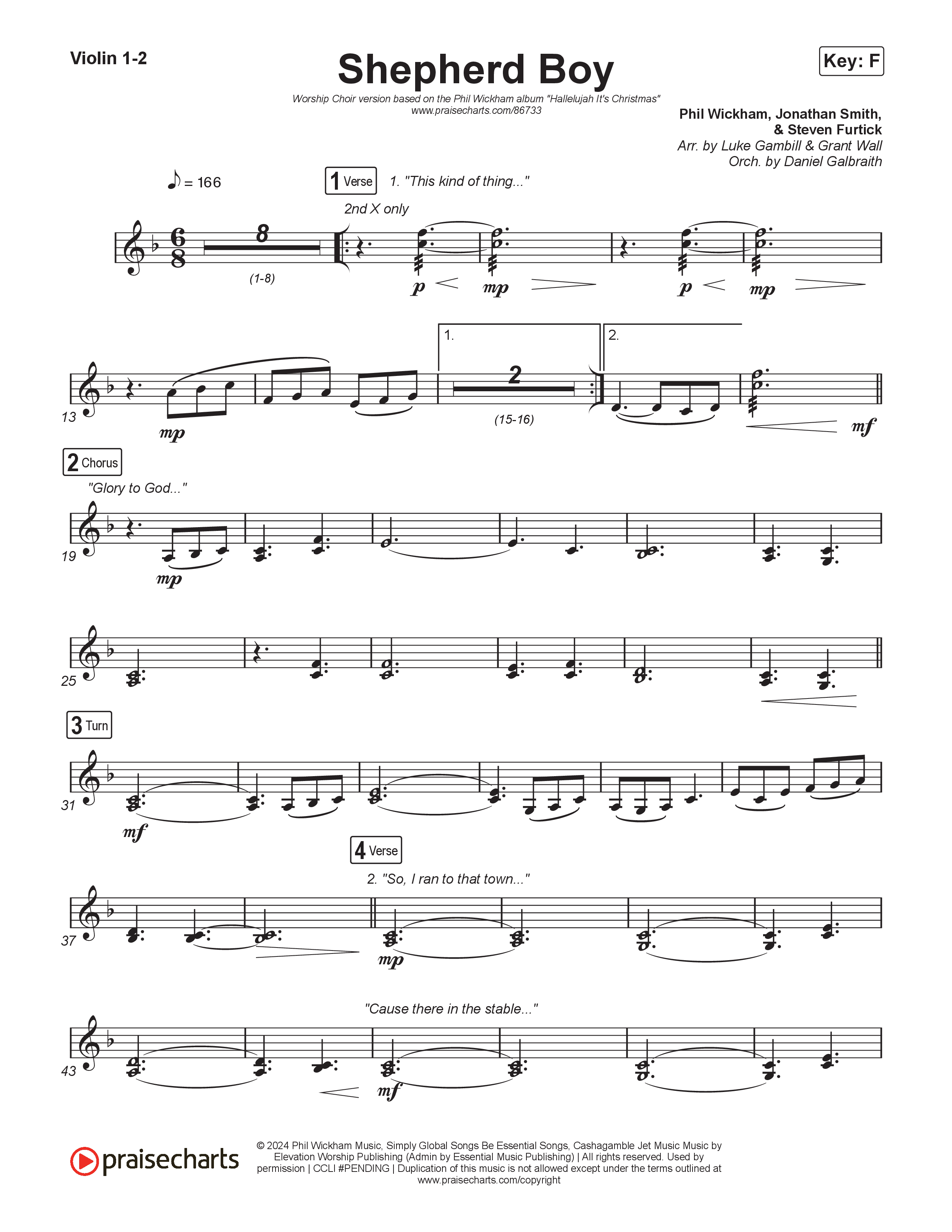 Shepherd Boy (Worship Choir/SAB) String Pack (Phil Wickham / Arr. Luke Gambill)