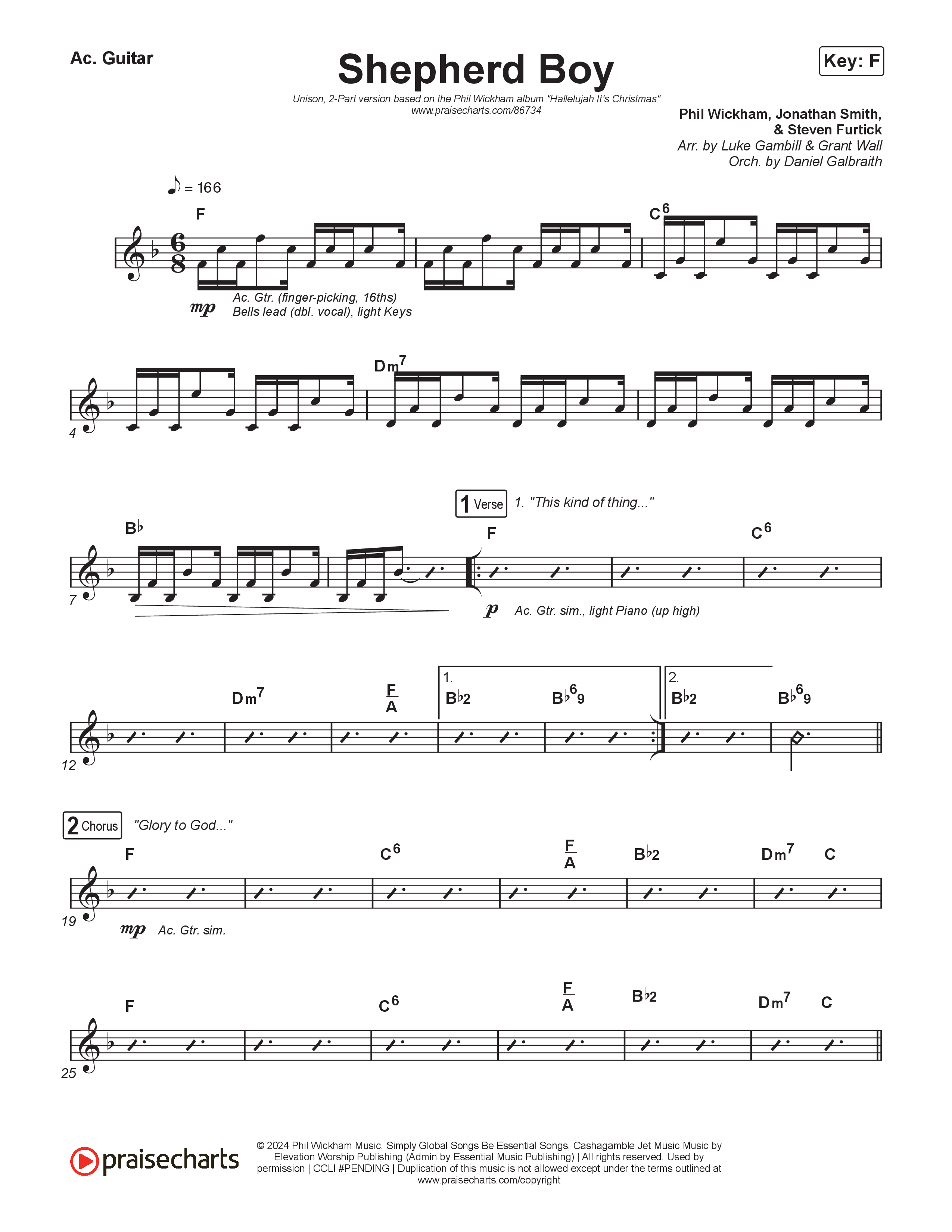 Shepherd Boy (Unison/2-Part) Acoustic Guitar (Phil Wickham / Arr. Luke Gambill)