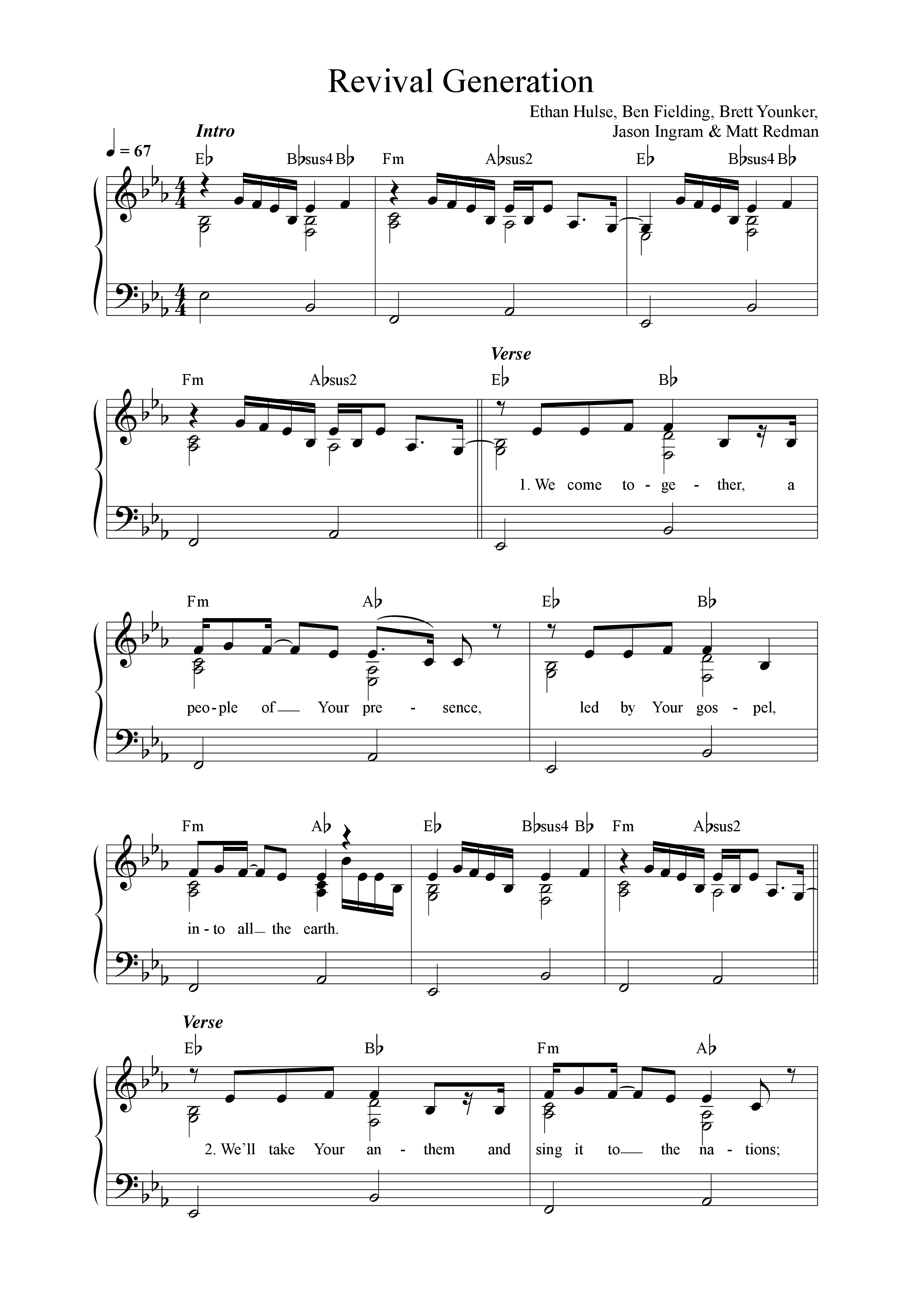 Revival Generation Lead Sheet Melody (Gather Worship / Lindy Cofer / Josh Aaron)