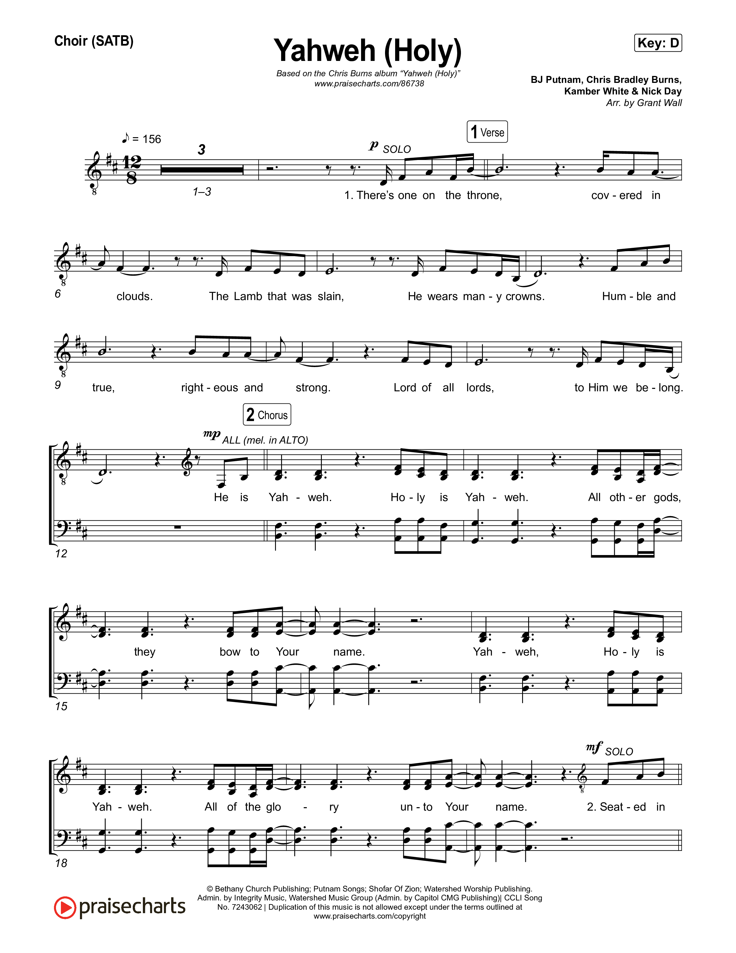 Yahweh (Holy) Choir Sheet (SATB) (Chris Burns / Danielle Burns)