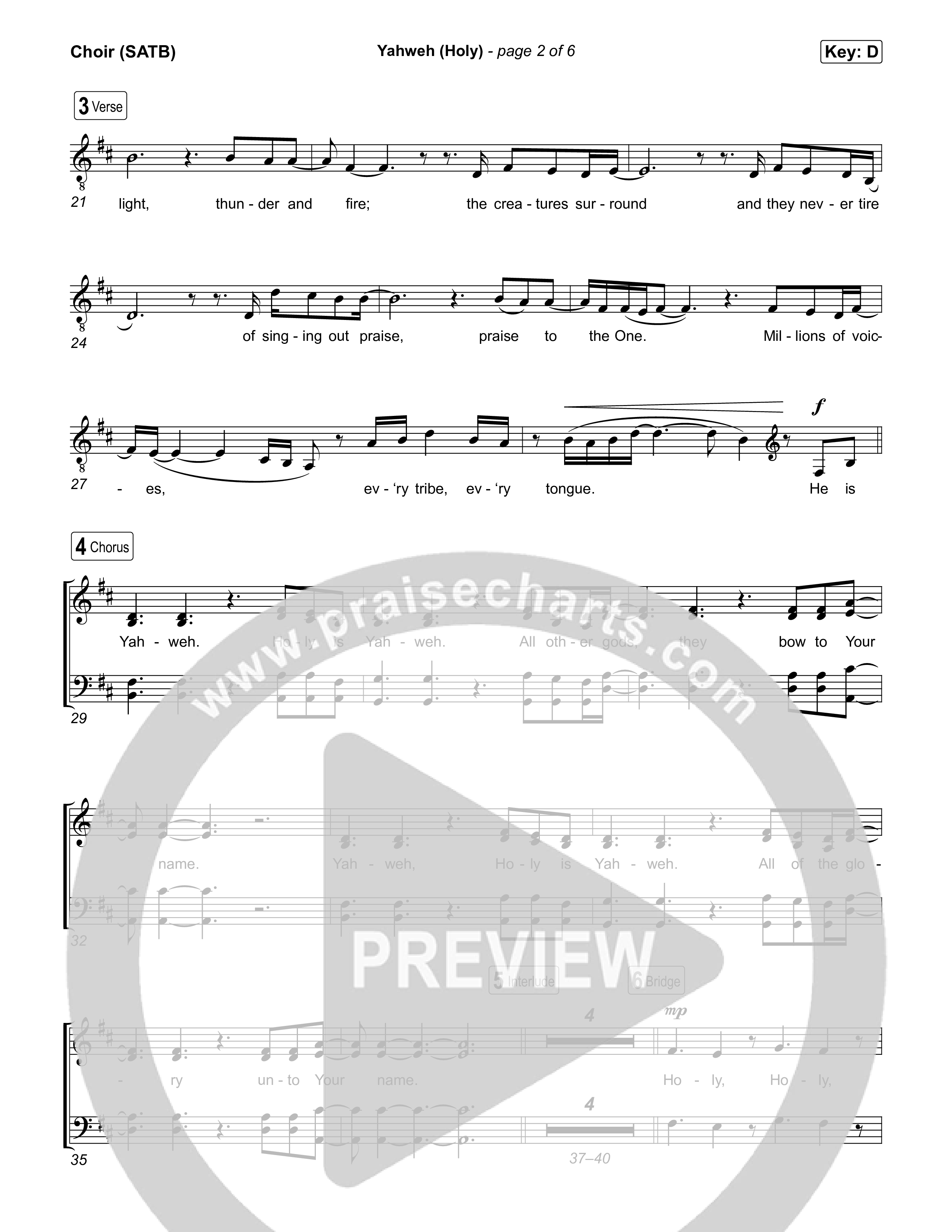 Yahweh (Holy) Choir Sheet (SATB) (Chris Burns / Danielle Burns)