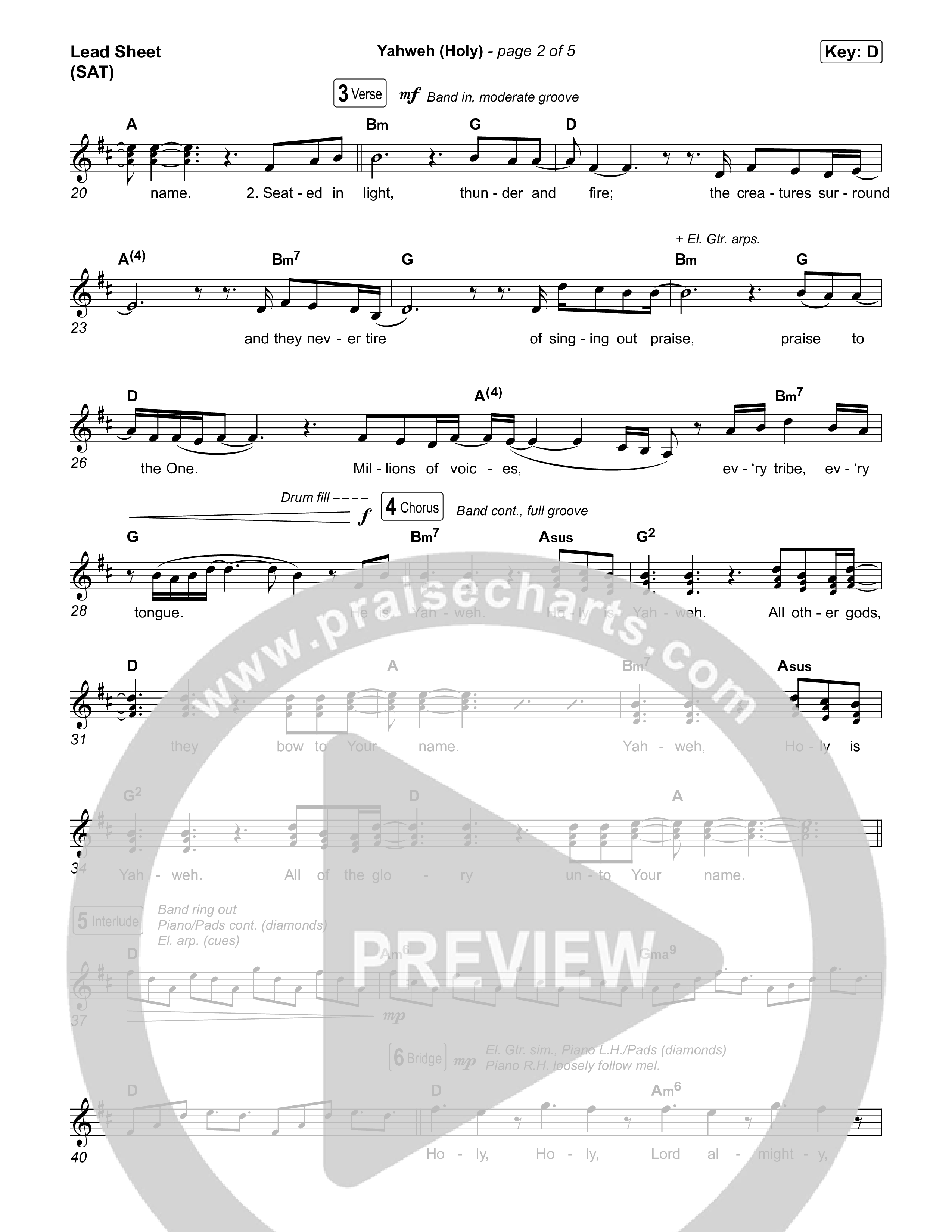 Yahweh (Holy) Lead Sheet (SAT) (Chris Burns / Danielle Burns)