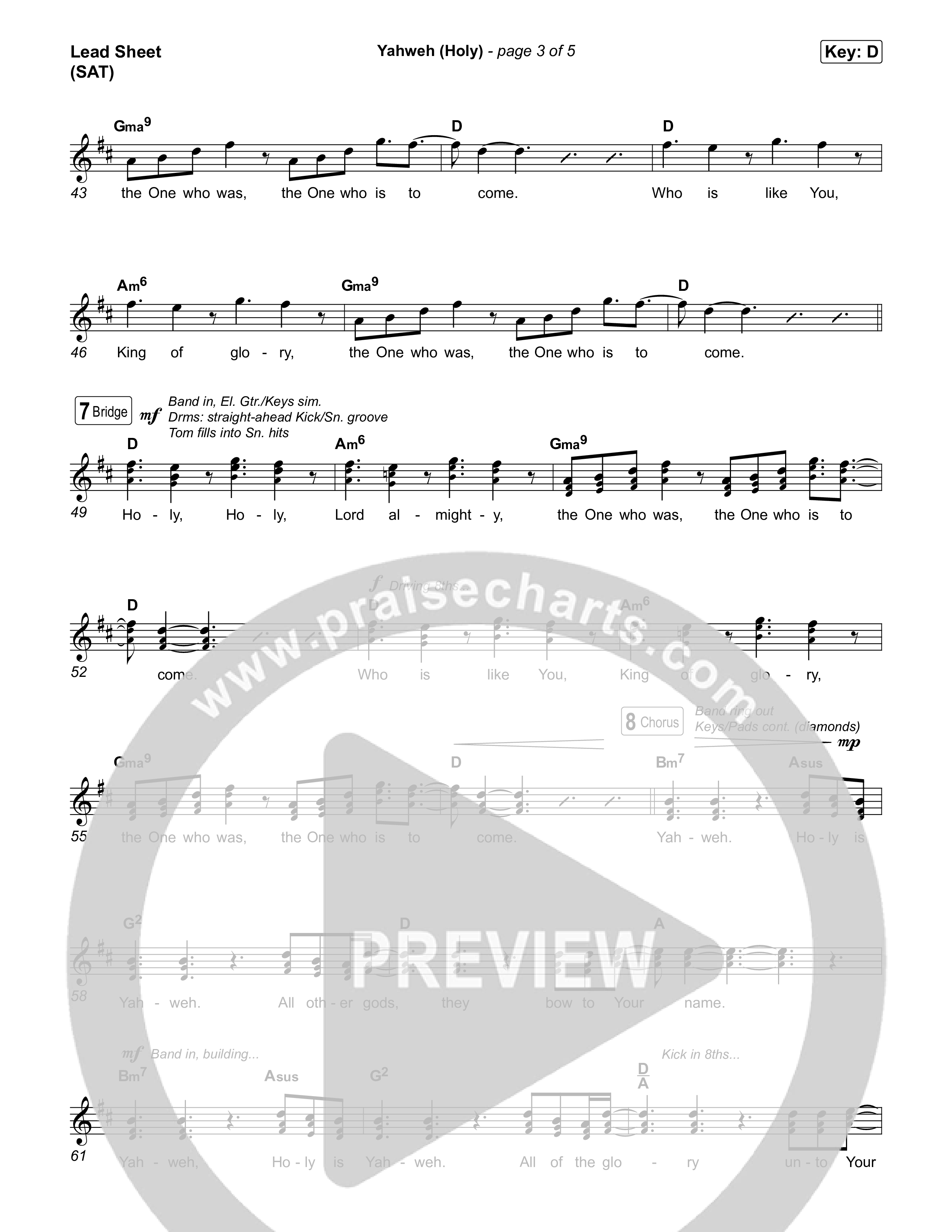 Yahweh (Holy) Lead Sheet (SAT) (Chris Burns / Danielle Burns)