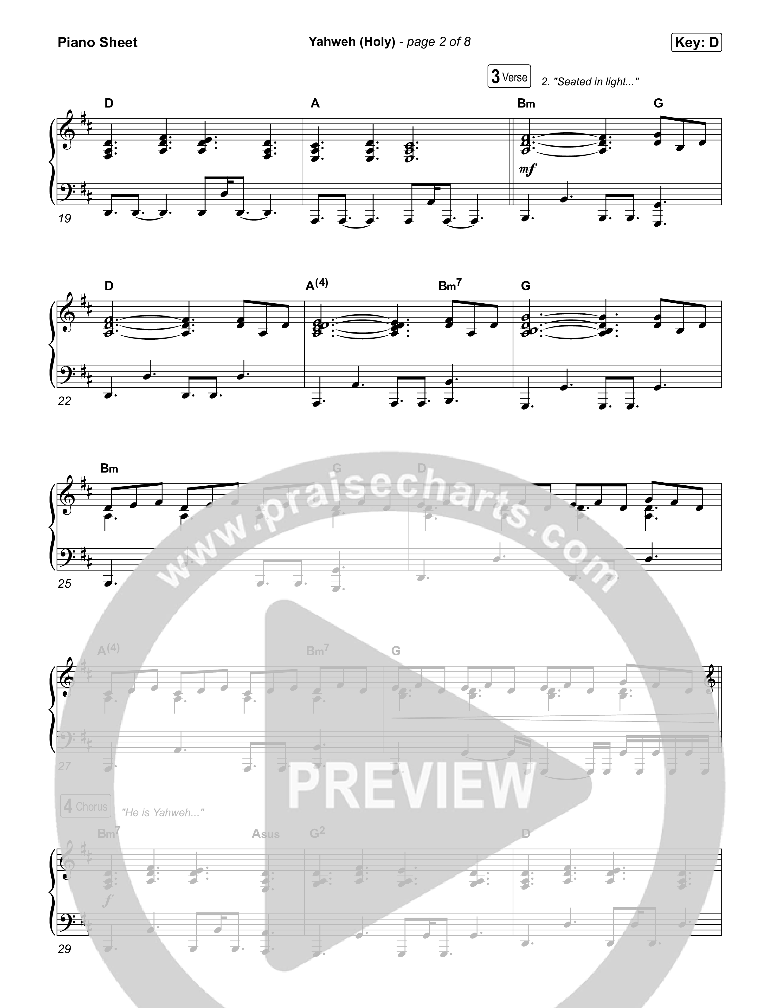 Yahweh (Holy) Piano Sheet (Chris Burns / Danielle Burns)