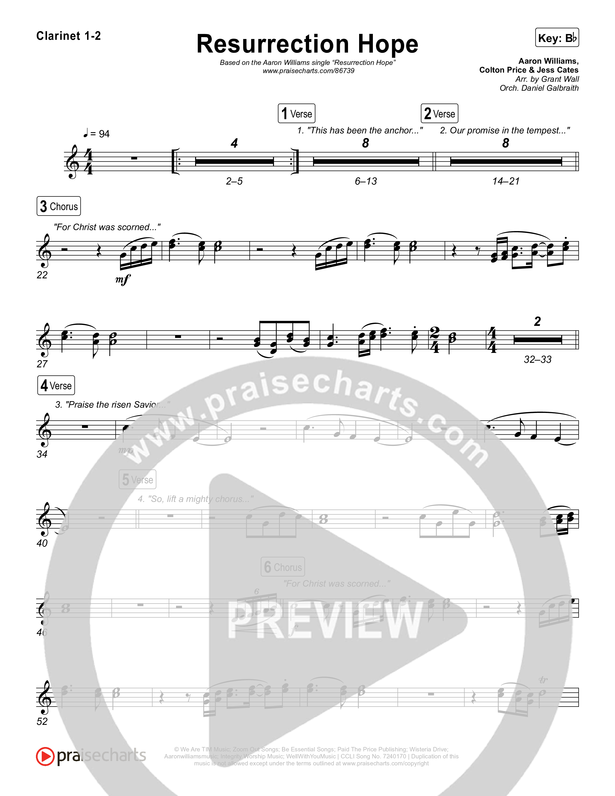 Resurrection Hope Clarinet 1/2 (Aaron Williams)