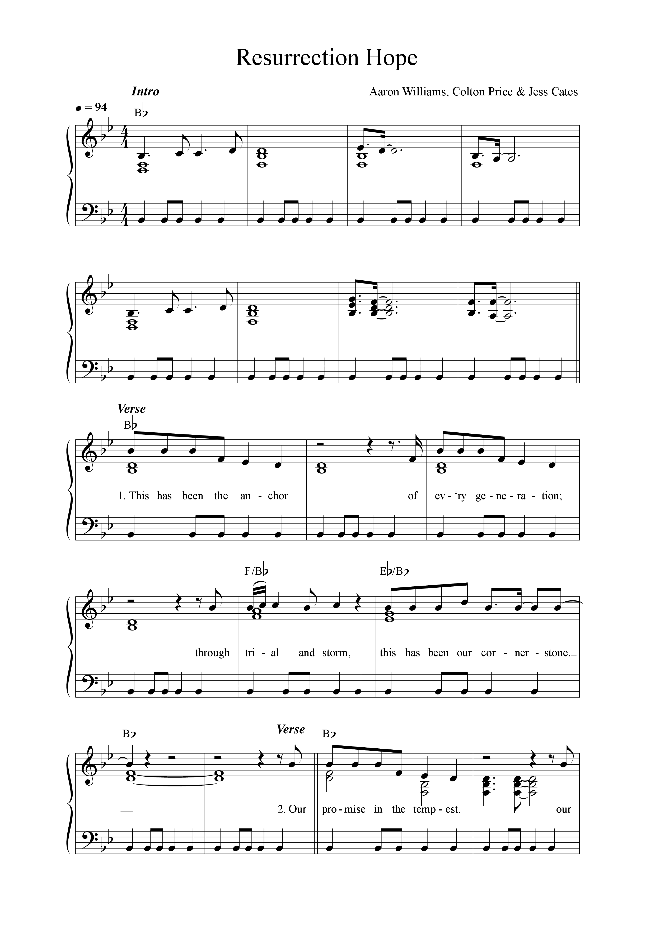 Resurrection Hope Lead Sheet (Mel) (Aaron Williams)